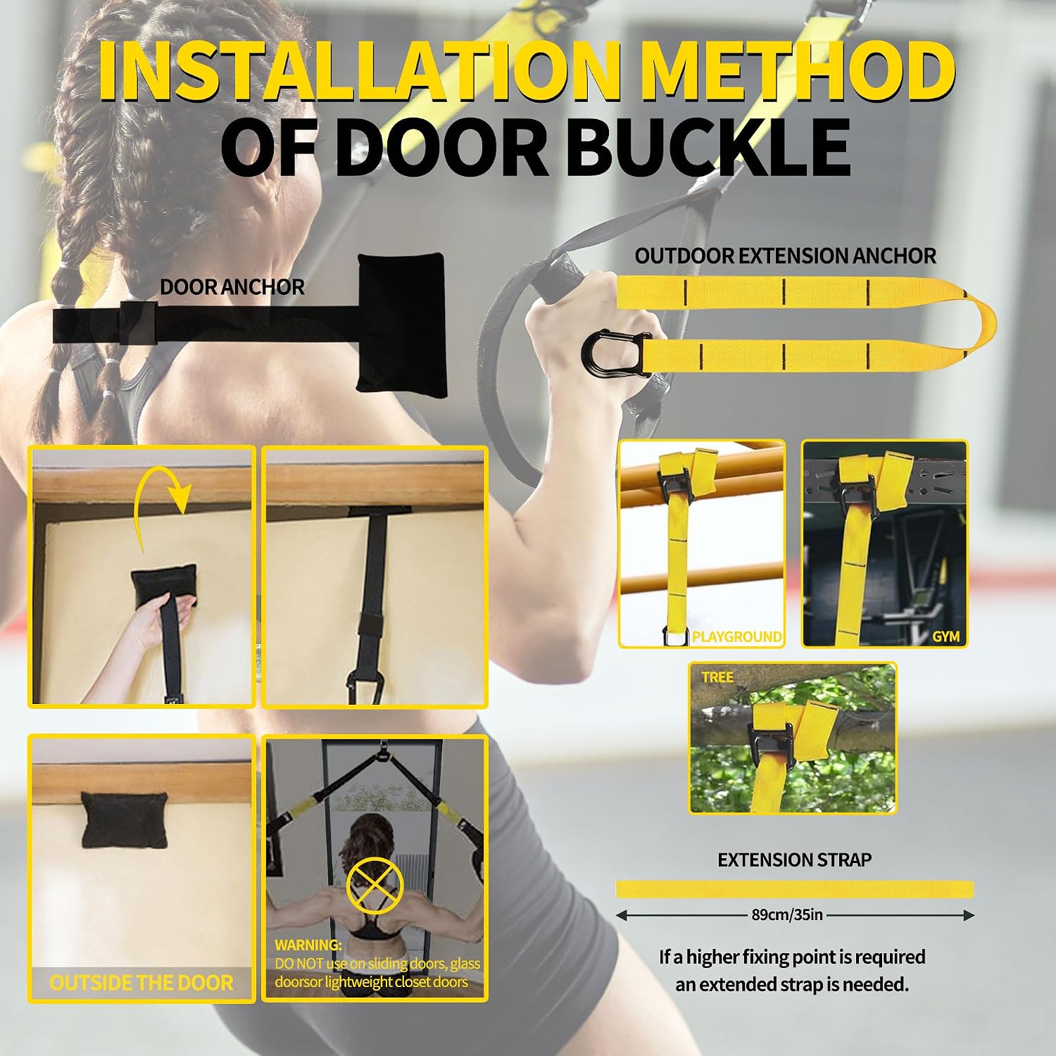 Detalle de UNICHIC Suspension Training Kit with Adjustable Straps and Door Anchor