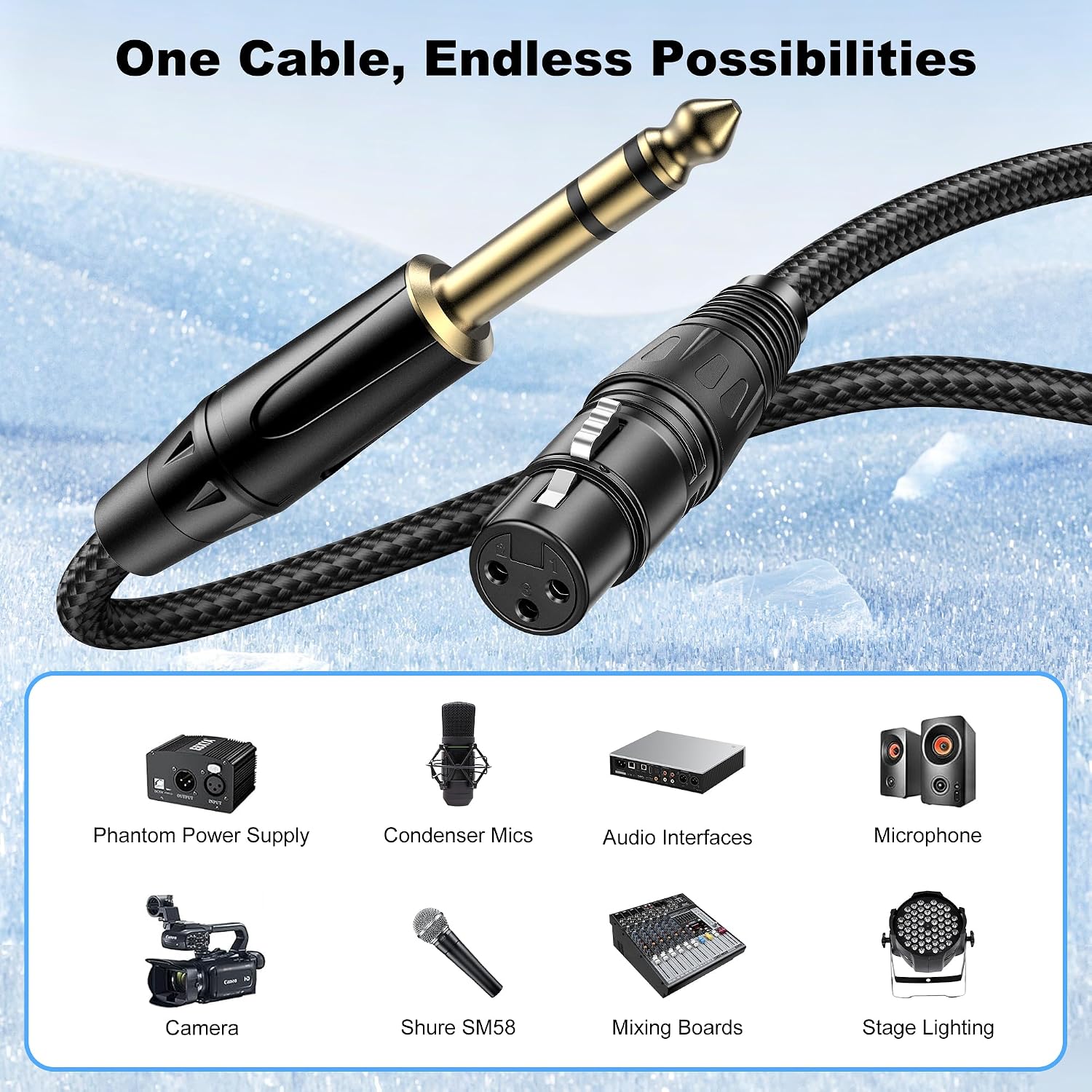 Detalle 2 de New Bee MC10-6.35MM-50FT TRS-to-XLR Female Cable, 50-Foot