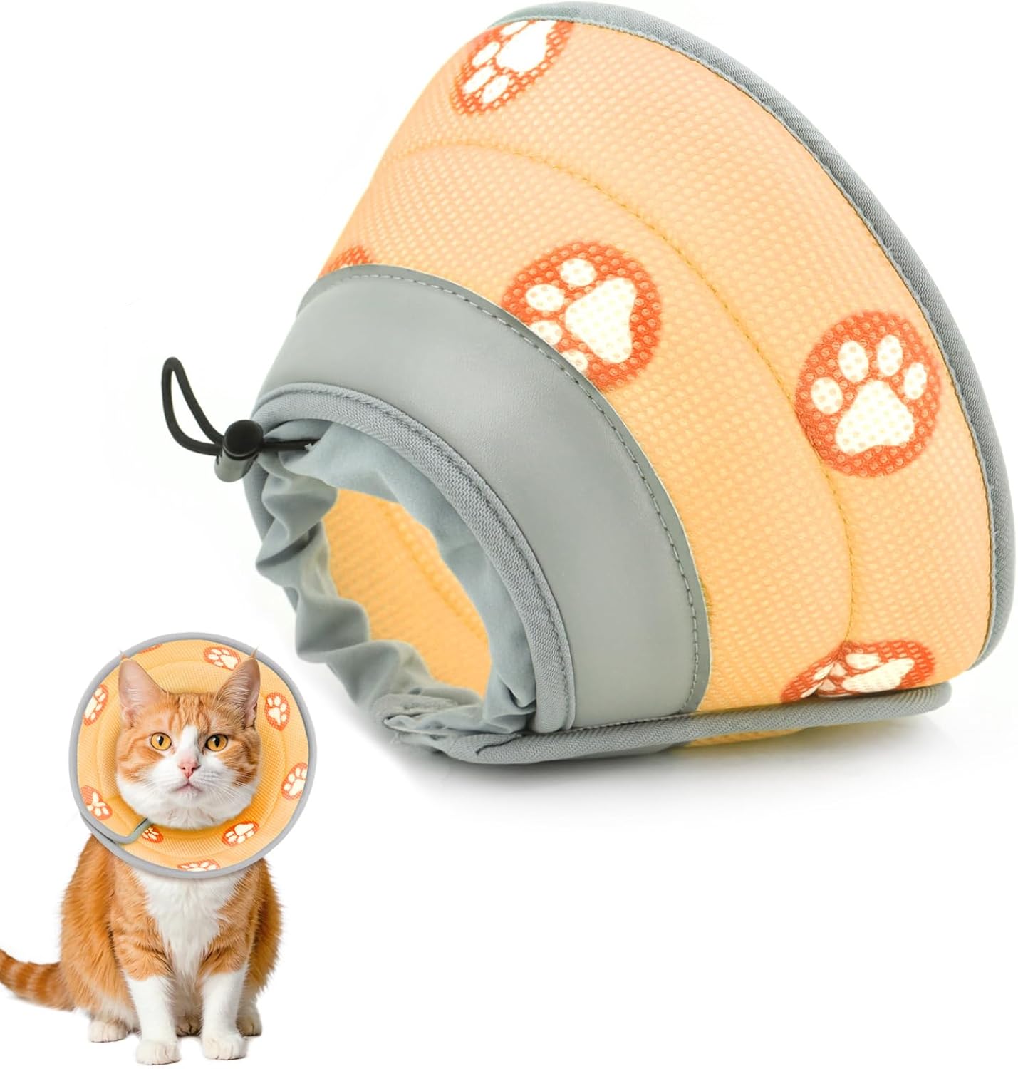Detalle de Supet Cat Cone Collar Soft, Adjustable Cat Recovery Collar (Orange, S) for Kittens, Puppies and Small Dogs