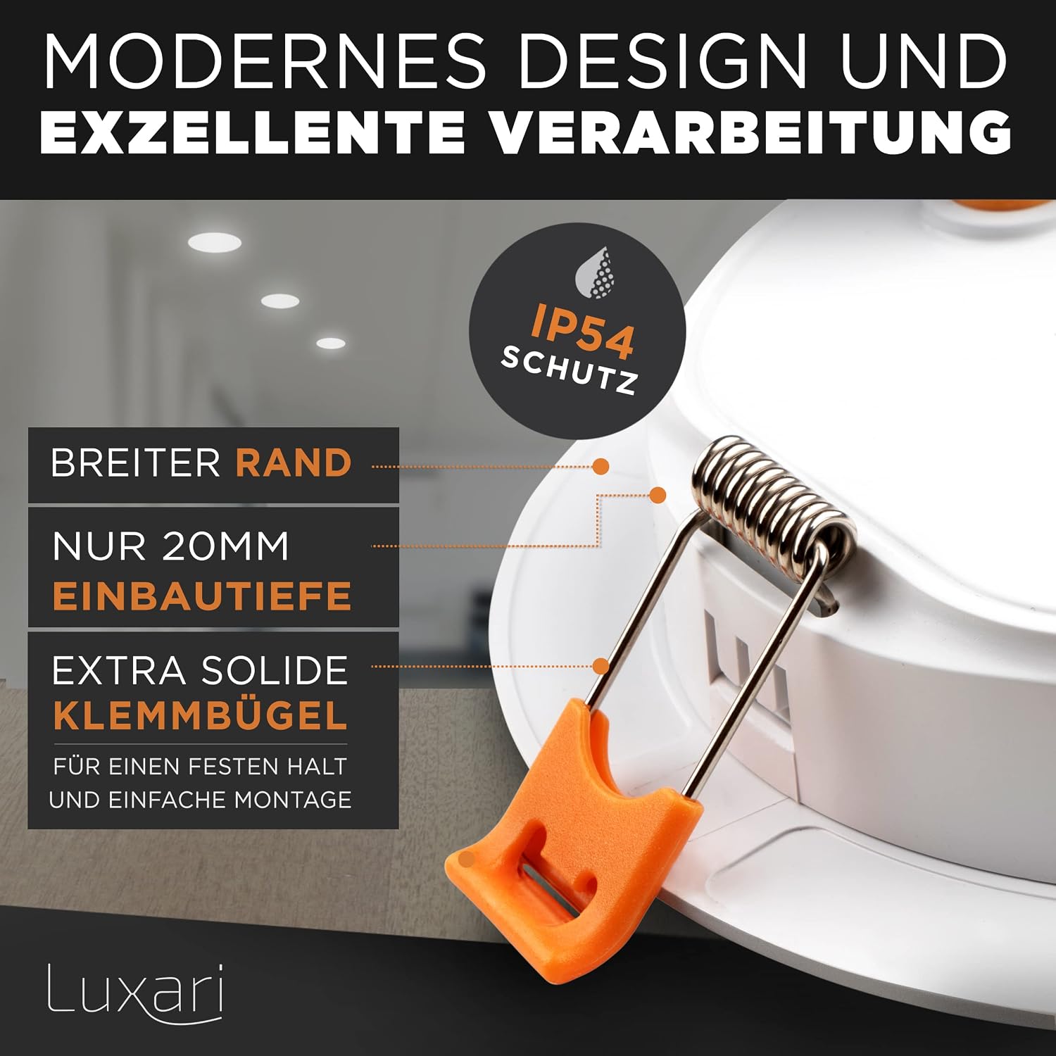 Thumbnail 3 de Luxari LED-inbouwspots 230V, set van 6, 3000K warmwit, IP54