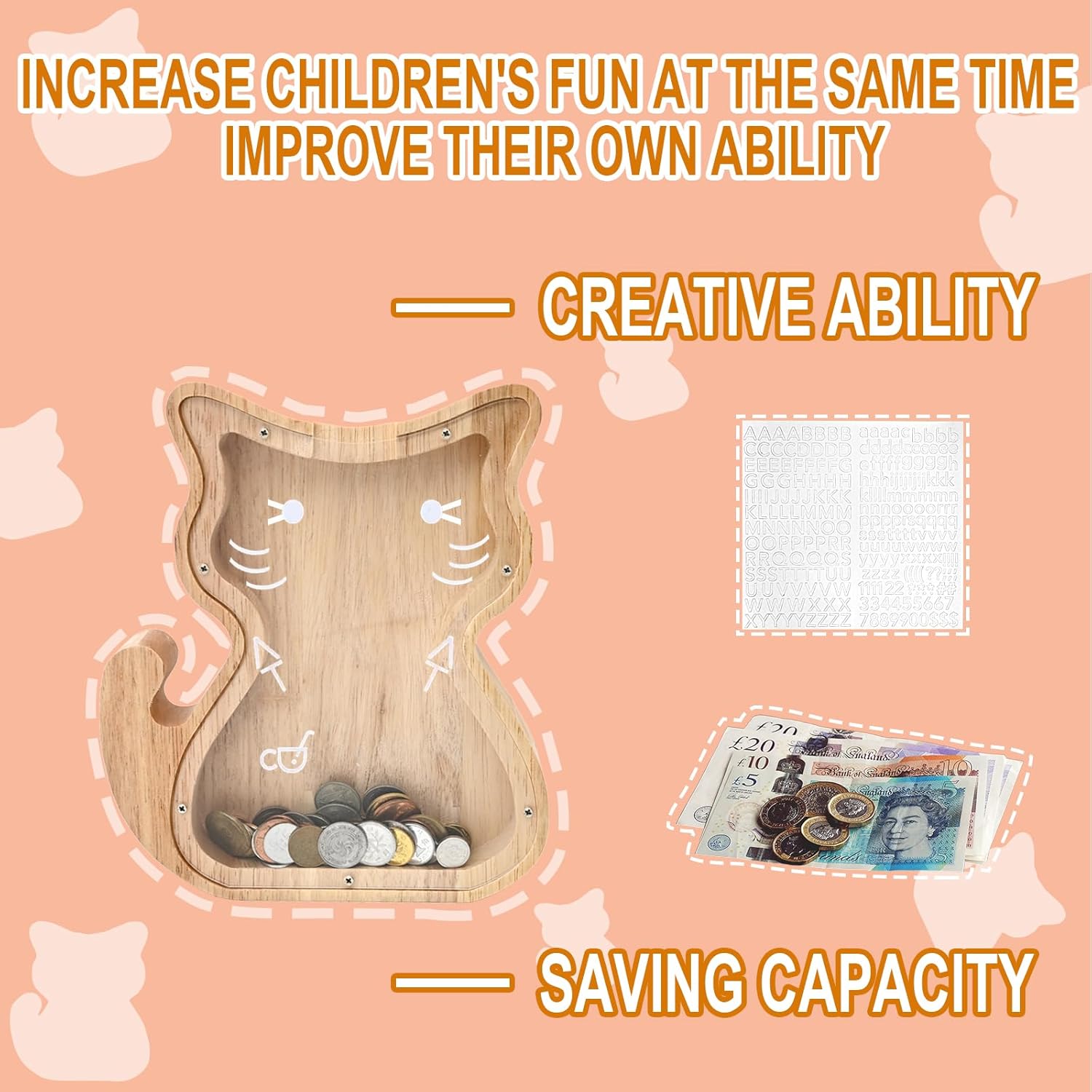 Thumbnail 2 de TOTHDATE Animals Wooden Money Box