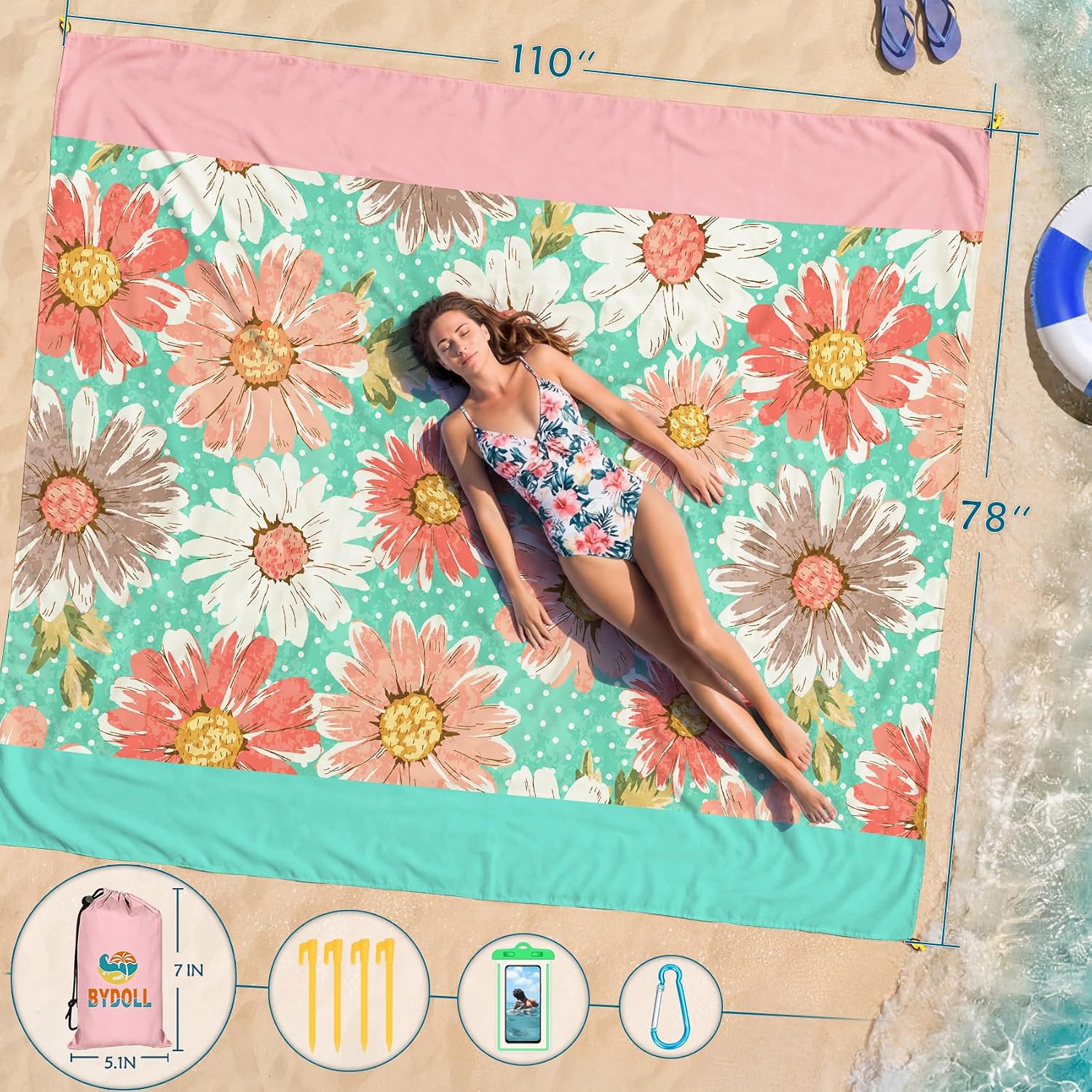 Detalle de Waterproof Sandproof Beach Blanket, 78 x 110 in