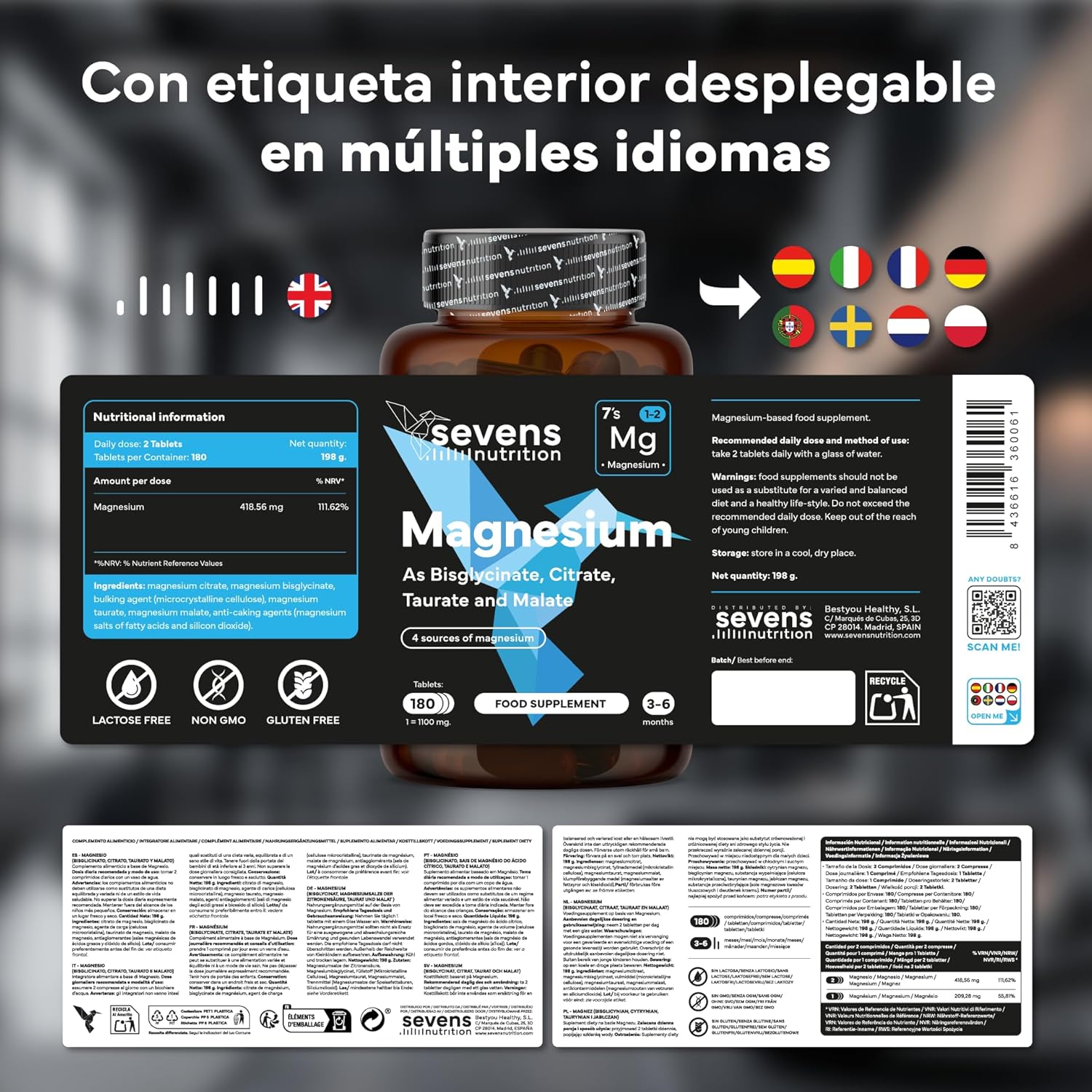 Thumbnail 6 de SEVENS NUTRITION Magnesio Complex 180 comprimidos 💊