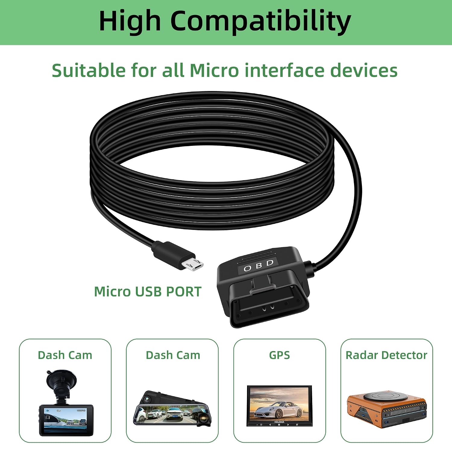 Thumbnail 4 de RIIEYOCA OBD to USB DashCam Cable