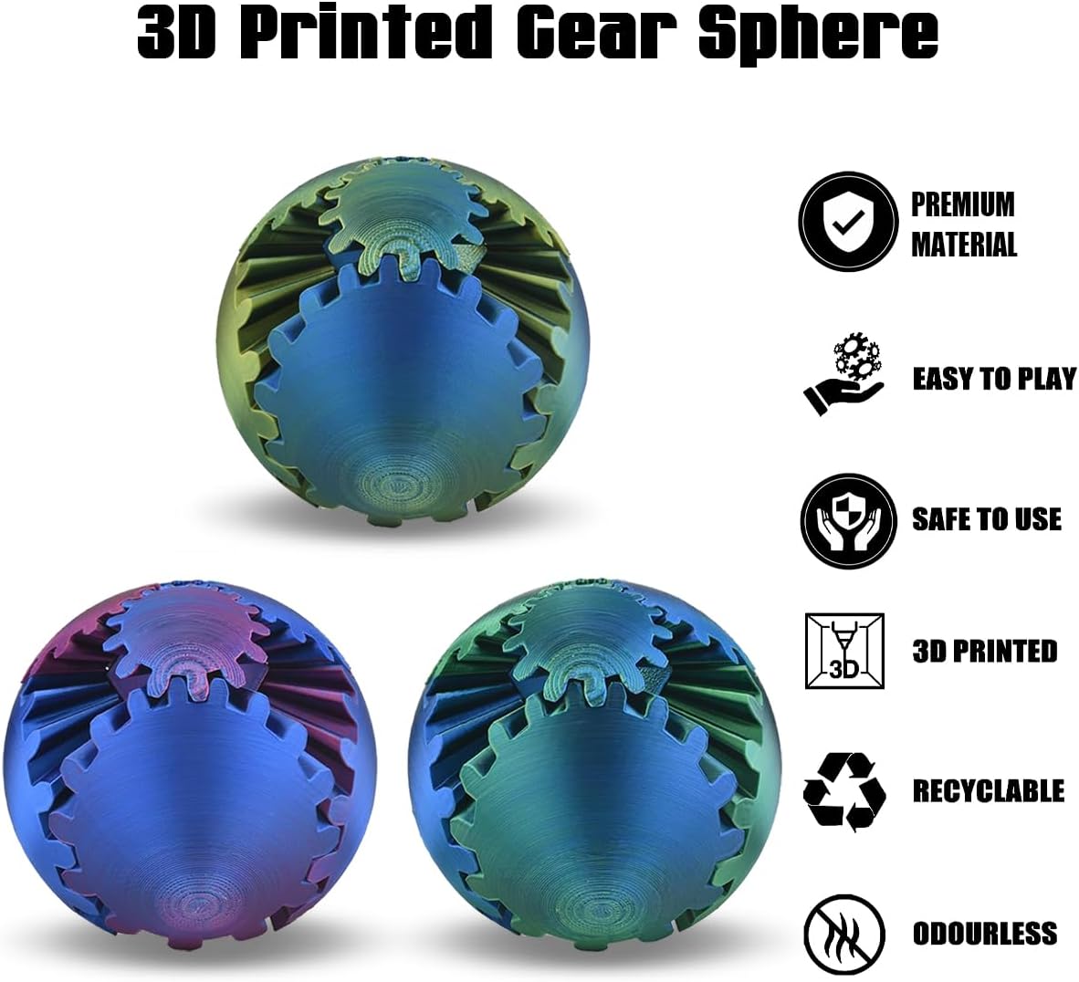 Thumbnail 1 de Impossible Gearsphere Age 3+, 3D Printed Gear Sphere Fidget Toy (Steampunk Whirling Wonder)