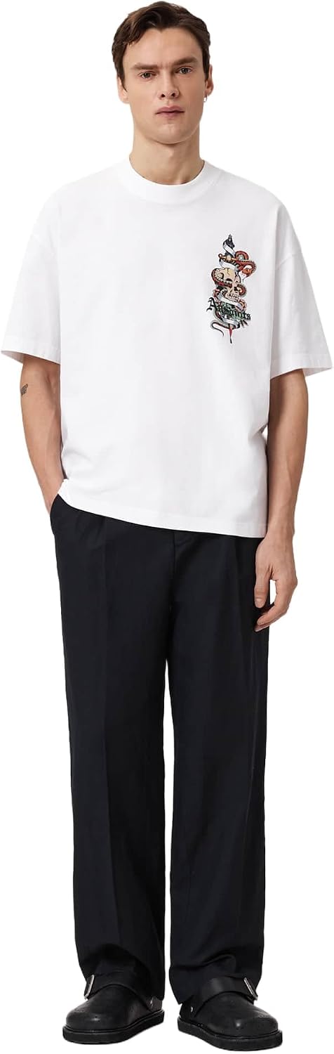 Detalle de Allsaints Blade SS Crew T-Shirt Homme — coupe oversize, manches courtes