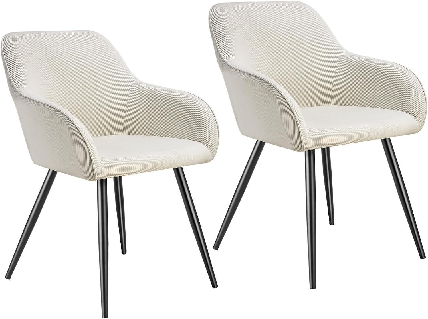Detalle de tectake Marilyn 405408 matstolar, 2-pack i cordlook, kräm/svart
