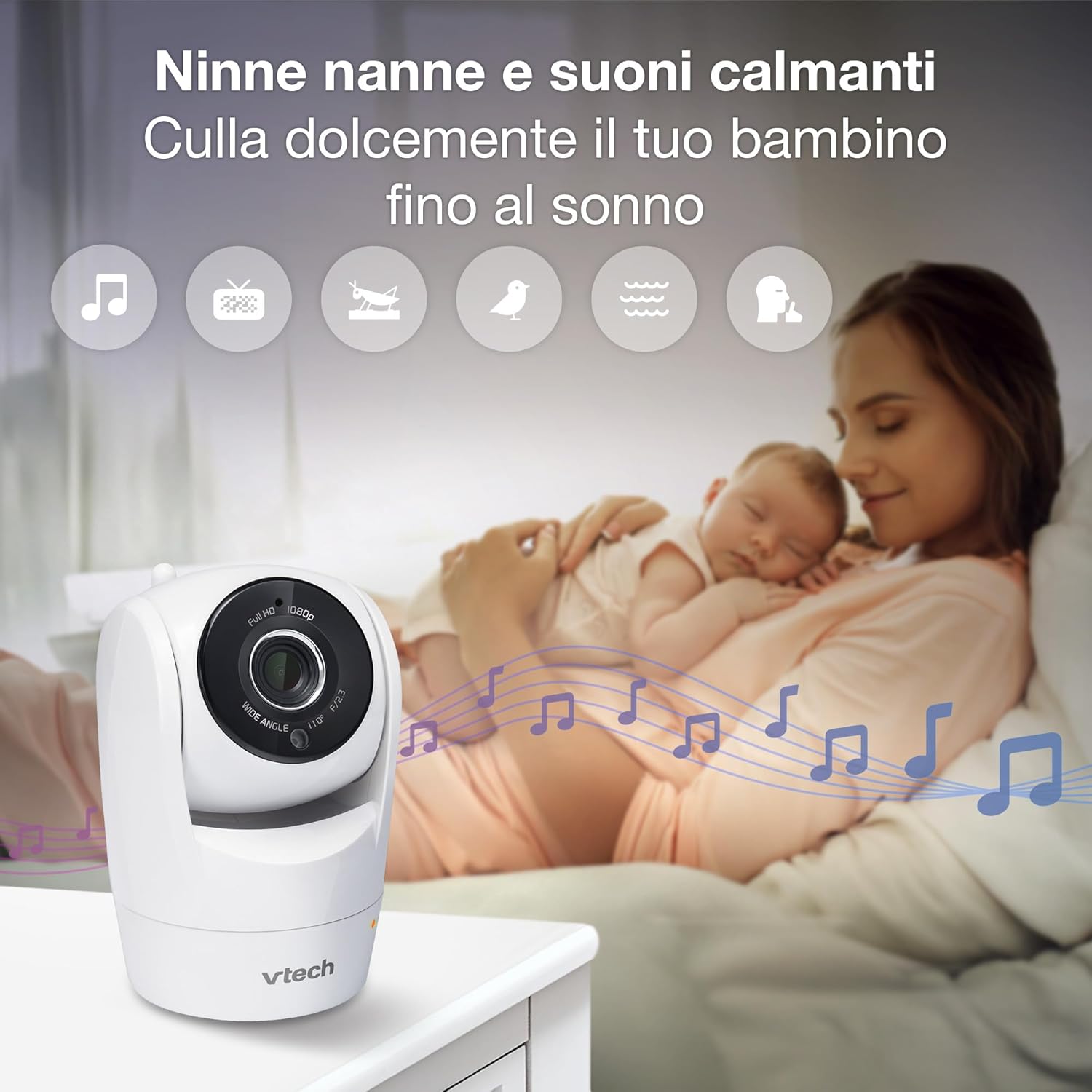 Thumbnail 6 de VTech VM901-2W: monitor video Wi‑Fi con 2 telecamere e schermo 5" IPS