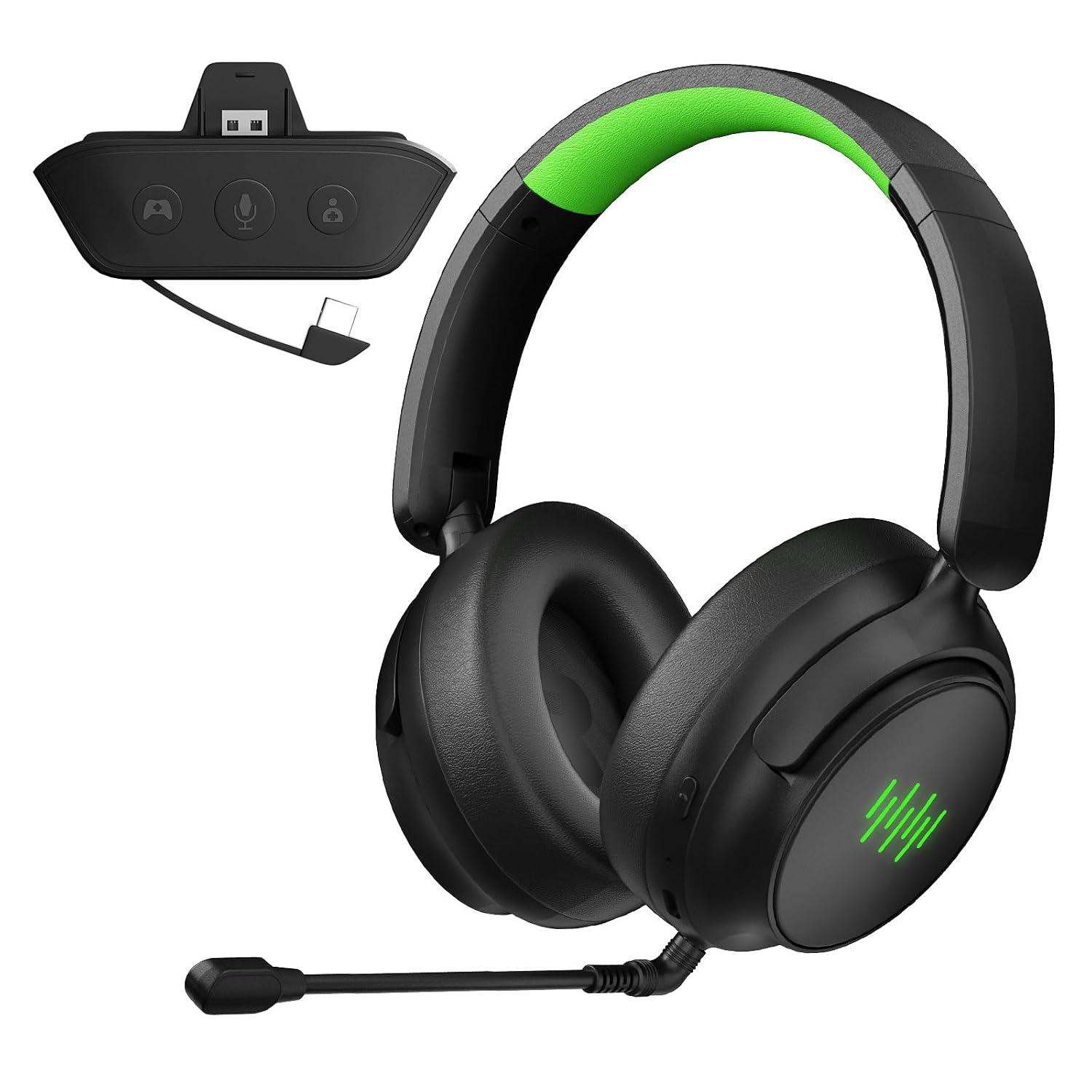 Detalle de Drahtloses Gaming-Headset für Xbox, PS5, Nintendo Switch und PC – Spiel-/Chat-Audiobalanzregelung, Mikrofonstummung, Bluetooth, 3D-Raumklang