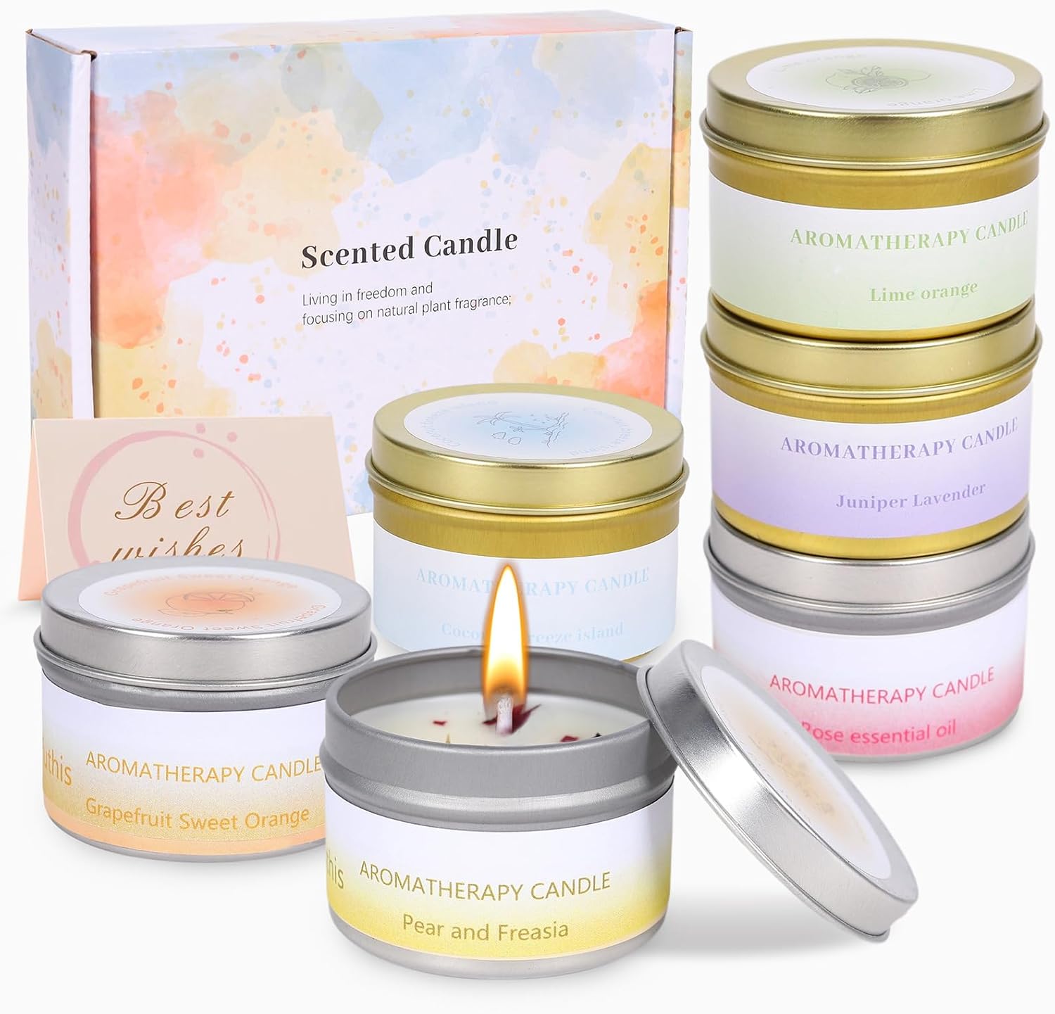 Detalle de Scented Candles Gifts for Women – 6-Pack Soy Wax Aromatherapy Candle Set