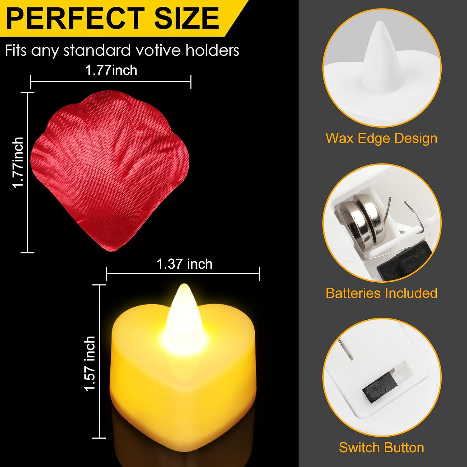 Thumbnail 2 de gobutend 6000 Artificial Rose Petals with 72 Flameless LED Heart Tea Lights for Valentine’s, Weddings & Parties