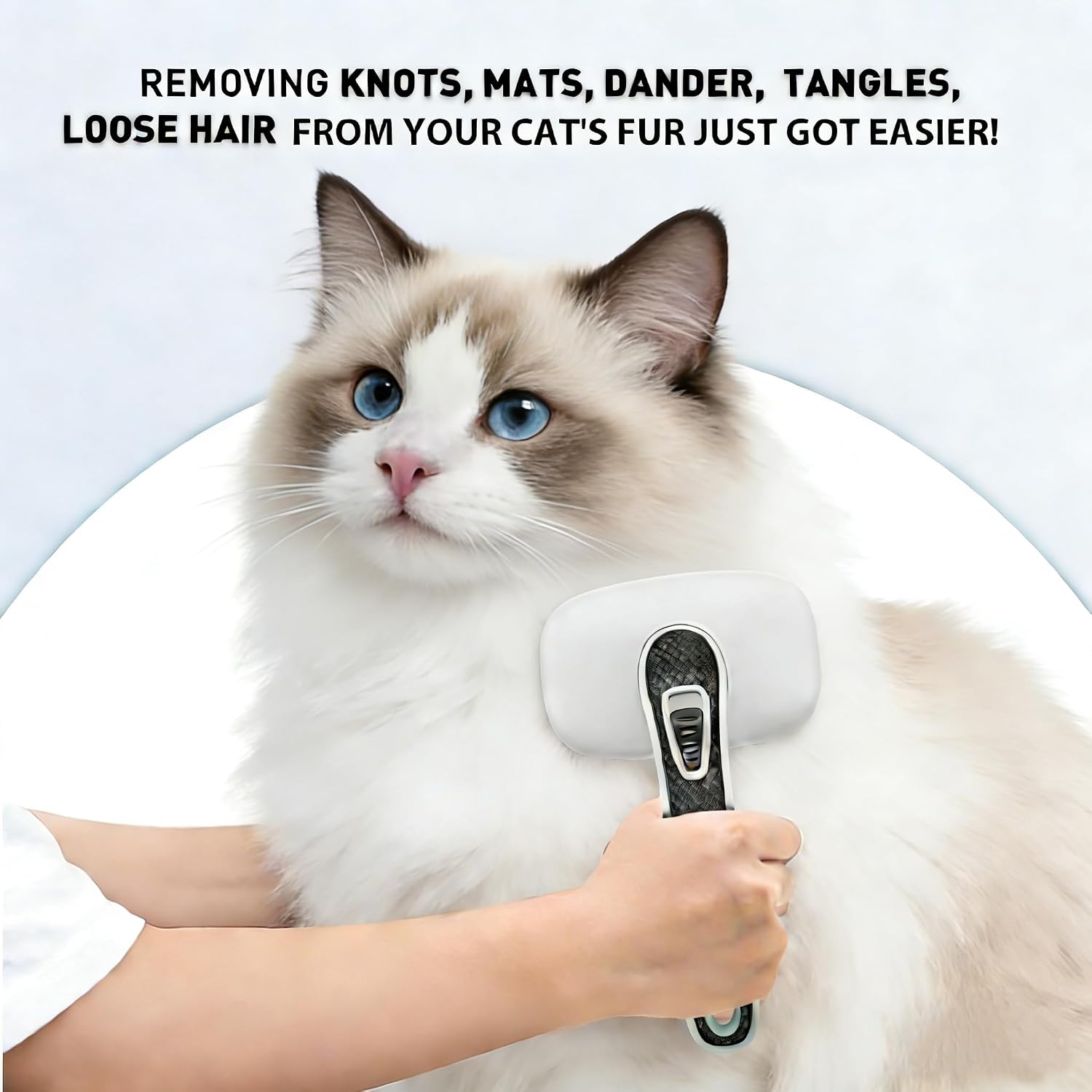 Detalle de WOPQAEM Self-Cleaning Slicker Cat Brush for short or long-haired cats (grey)