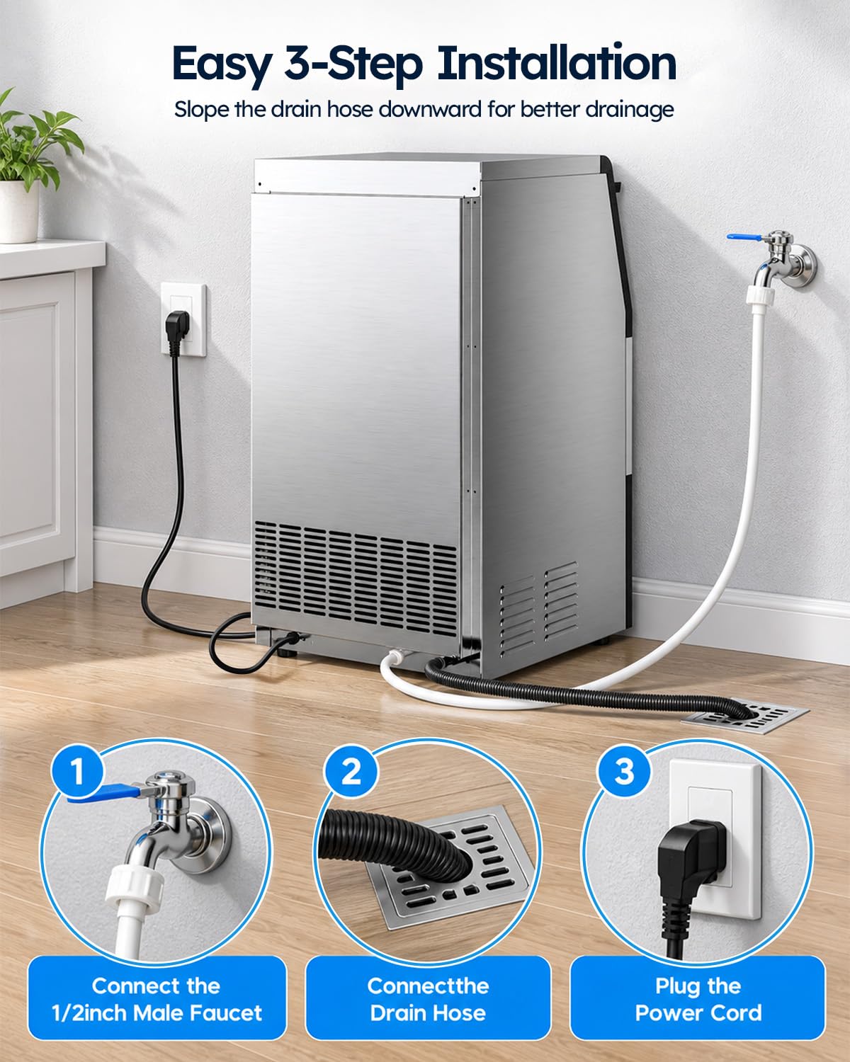 Detalle de Mojgar Commercial Ice Maker, 33 lb ice bin