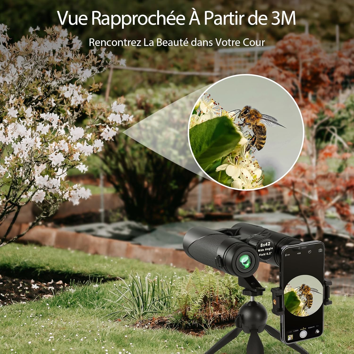 Thumbnail 4 de Jumelles adultes Timorn 8x42 HD étanches (jusqu’à 1 m pendant 30 min) avec adaptateur téléphone et trépied