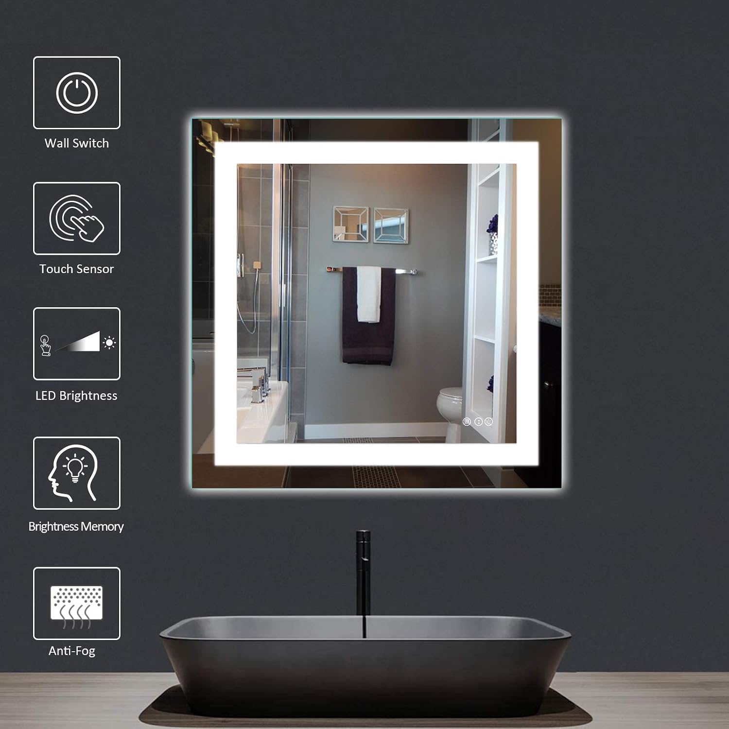 Thumbnail 4 de Amorho 36"x36" LED Bathroom Mirror