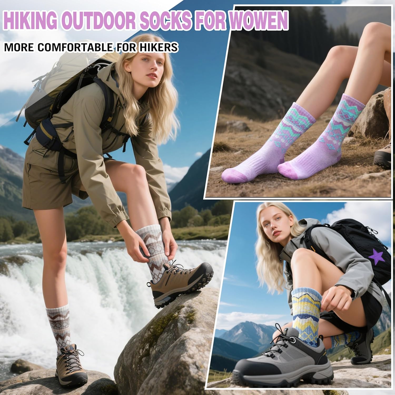Detalle 2 de EBMORE Merino Wool Socks 5 Pack Womens