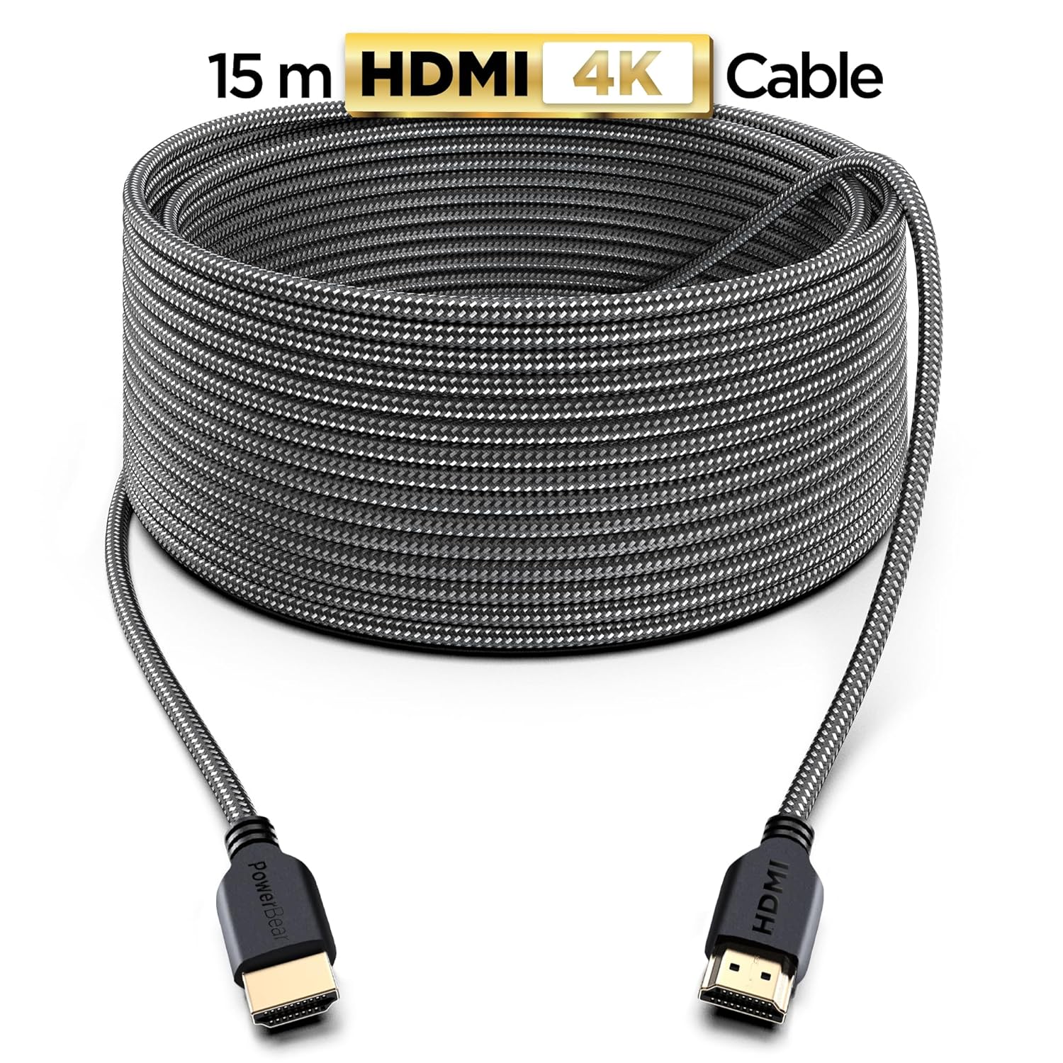 Thumbnail 1 de PowerBear Cavo HDMI 4K 15 m: alta velocità, nylon intrecciato e connettori dorati