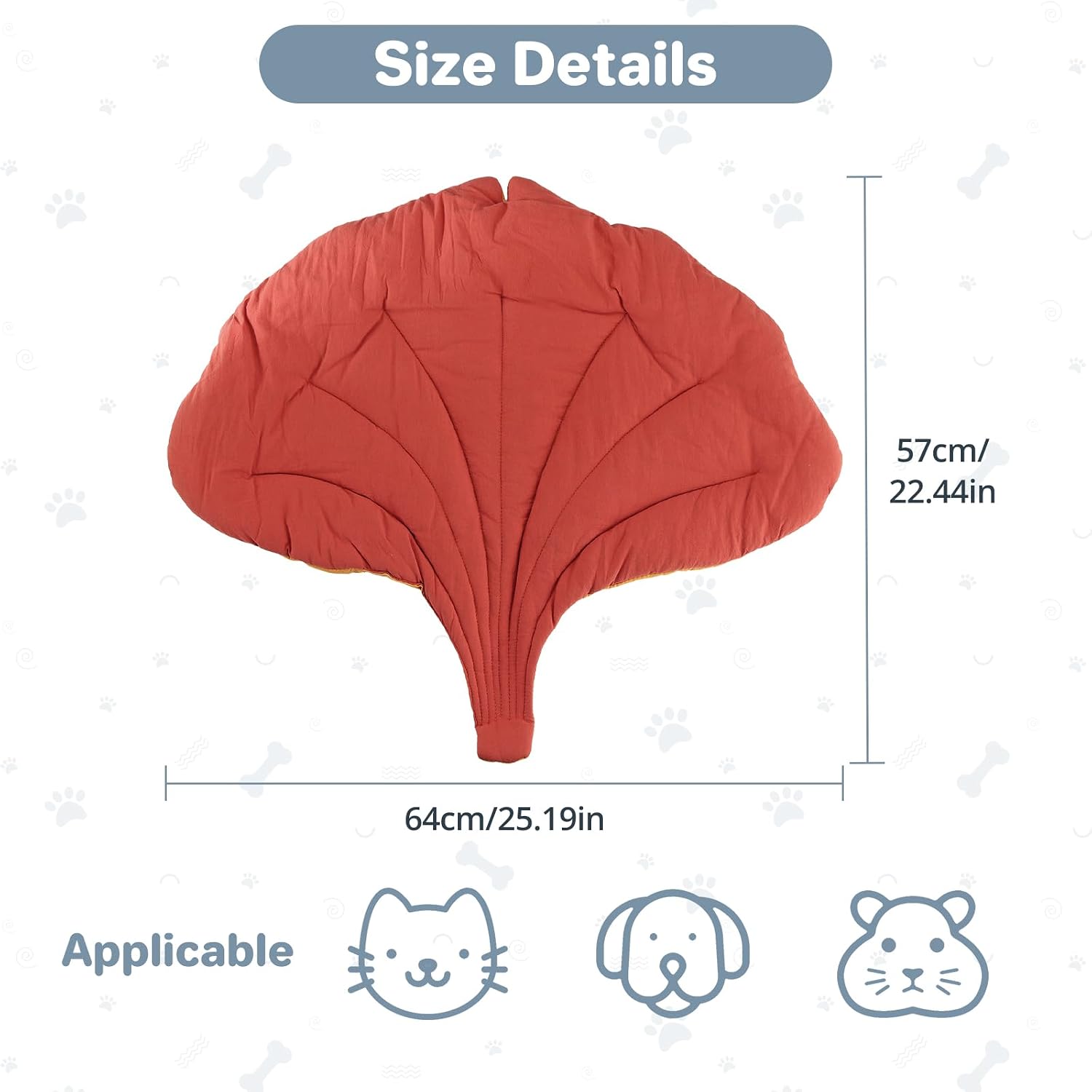 Detalle de Luvore Leaf Shaped Cute Cat Mat – 57x64cm Cotton Cozy Pet Bed for Cats and Small Dogs