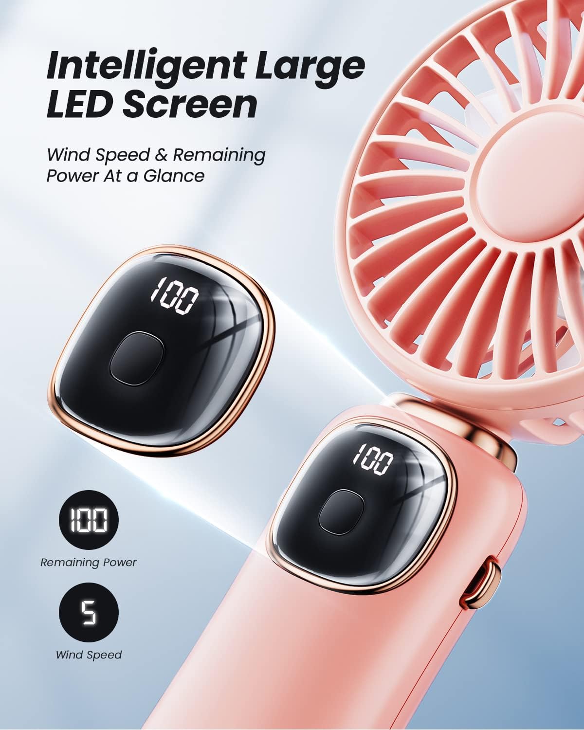 Thumbnail 4 de coldSky 3-in-1 Portable Fan with 4000mAh Battery and LED Display (Pink)