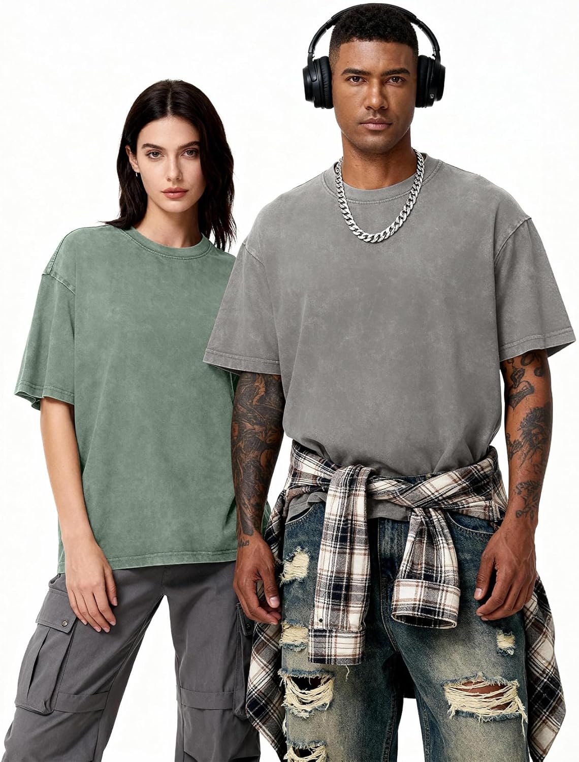 Thumbnail 5 de Eiscntd Men's Oversized T-Shirts: Heavyweight Cotton, Vintage Washed, Loose Fit
