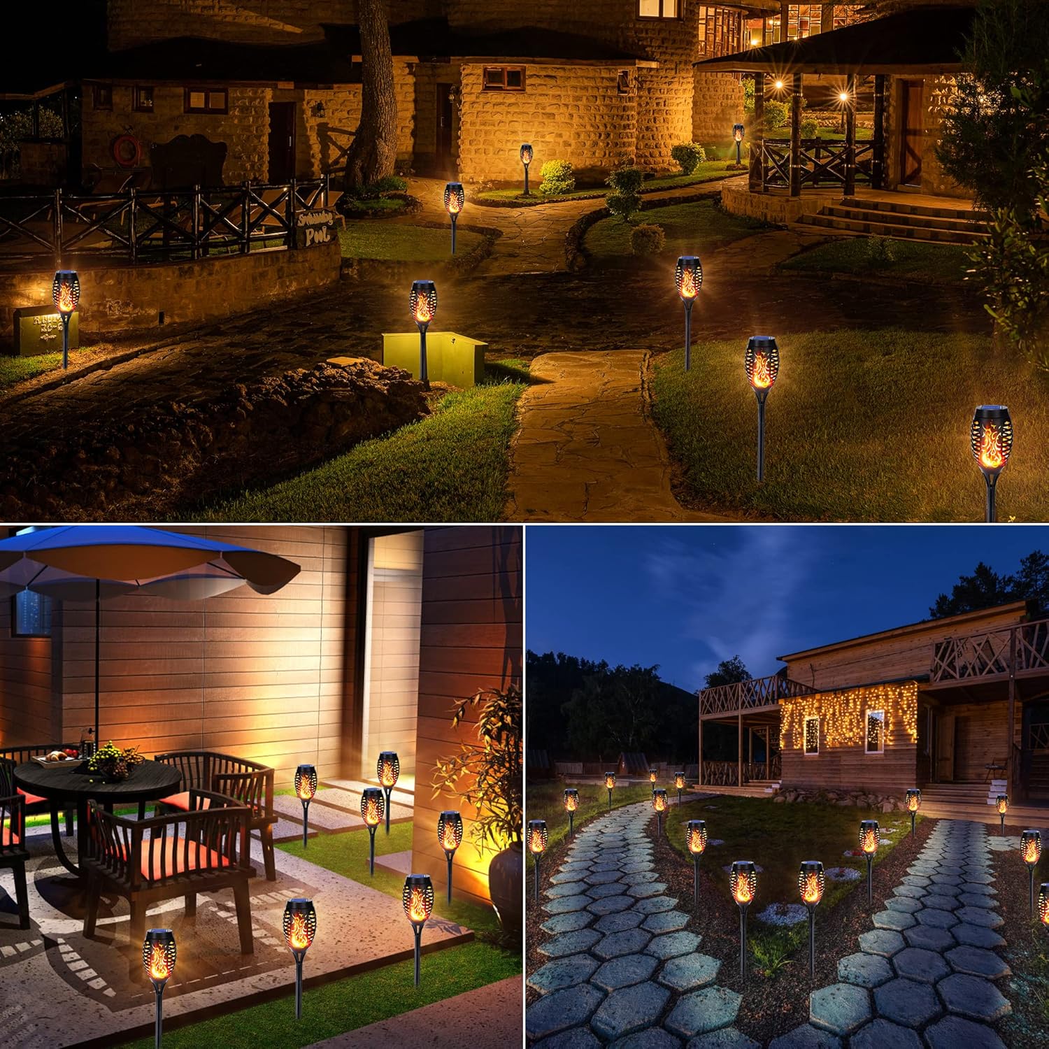 Thumbnail 5 de Qedertek Solarleuchten für Außen Garten – 12er Set mit 12 LED & Flammeneffekt, IP65