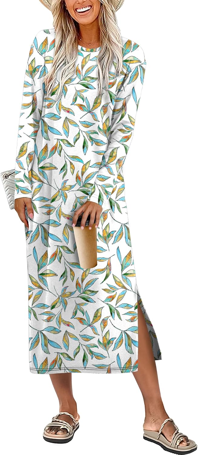 Detalle de ANRABESS Women's Long-Sleeve Midi Dress Polyester