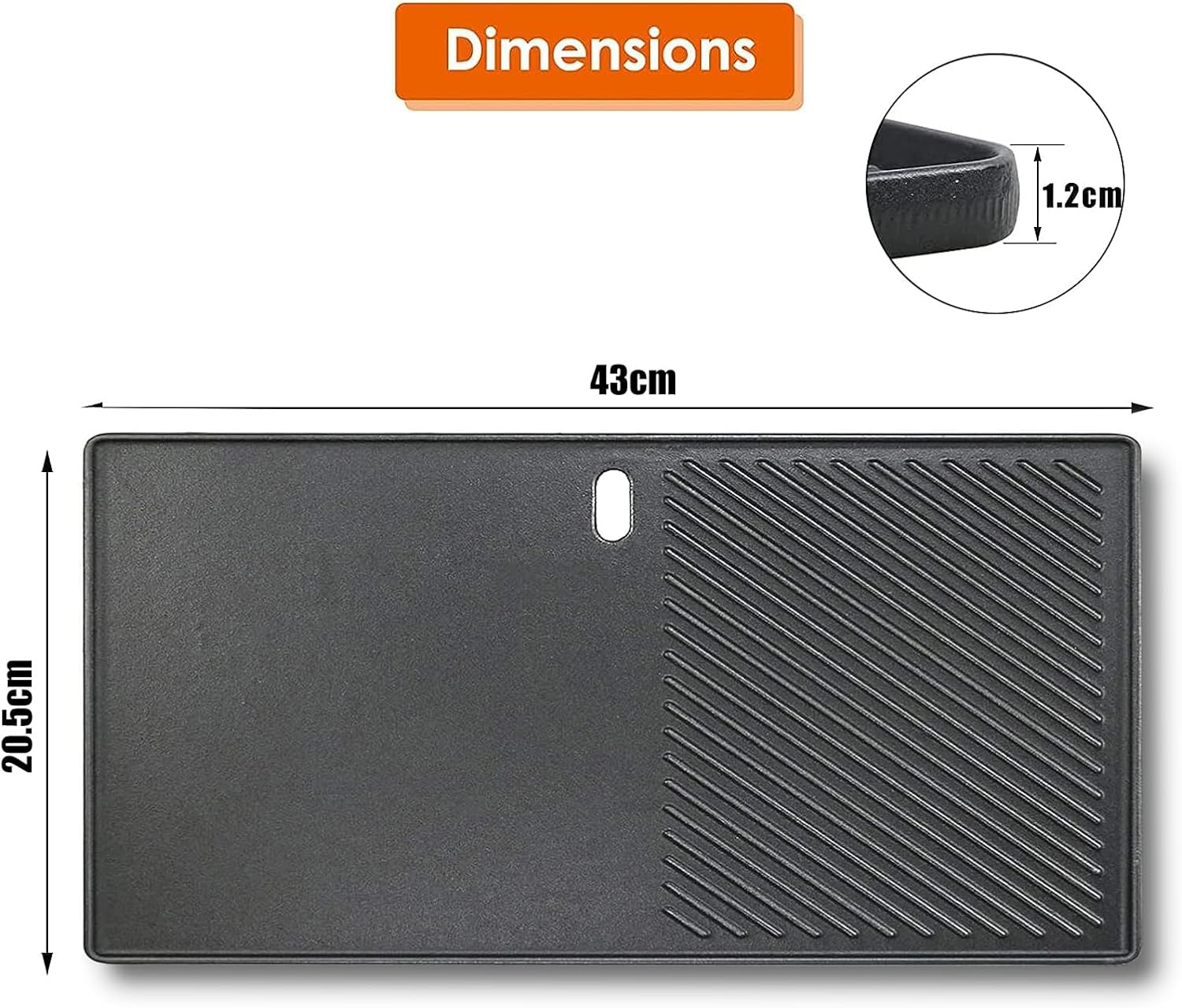 Thumbnail 1 de GFTIME Gusseisen-Grillplatte 43 x 20,5 cm als Rost-Ersatz für ausgewählte Gasgrills