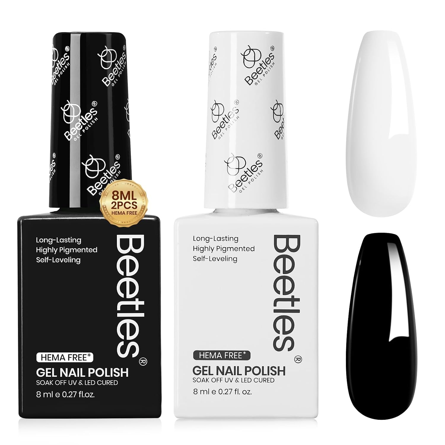 Detalle de Beetles Black & White Gel Polish Kit (2 Colors) — HEMA-Free UV Gel Set