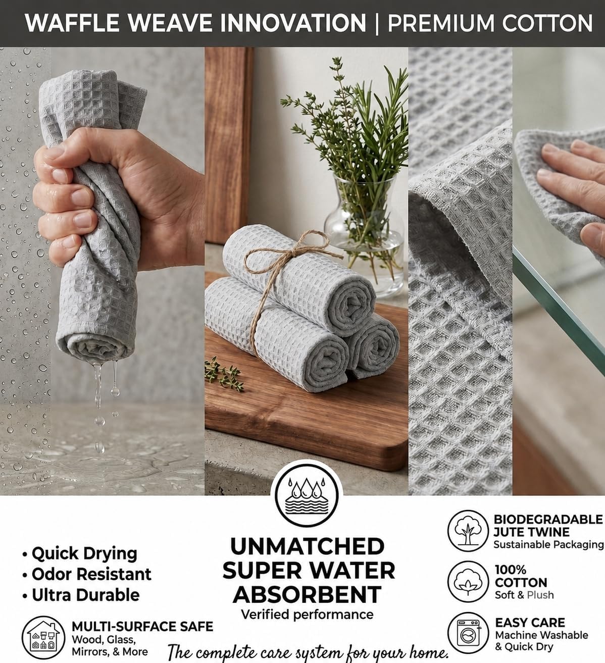 Thumbnail 6 de Urban Villa Waffle Kitchen Towels (Set of 6) – oversized 18x28 inches, 100% Cotton