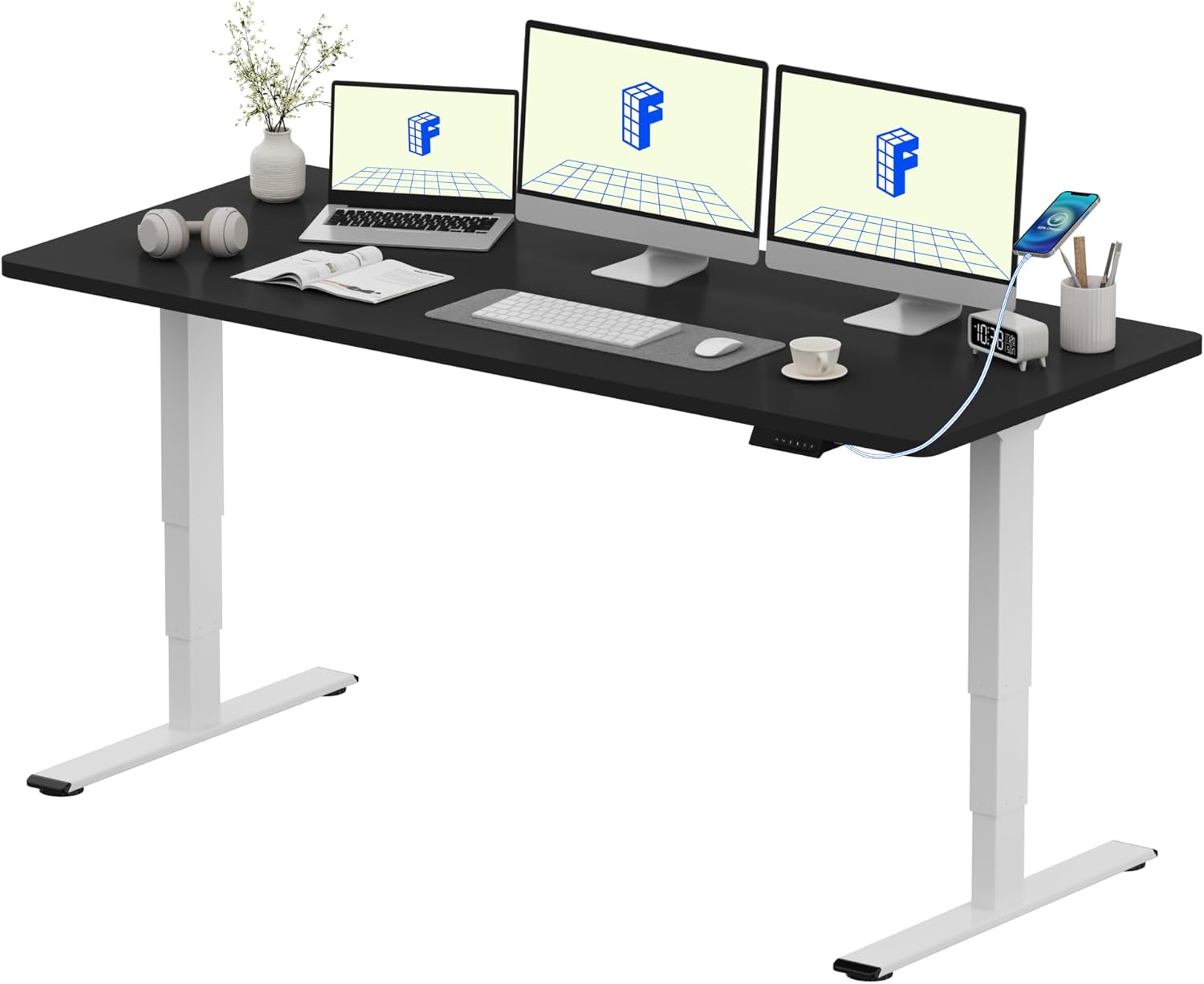 Detalle de FLEXISPOT Scrivania Regolabile in Altezza 180×80 cm con Doppio Motore e Porta USB