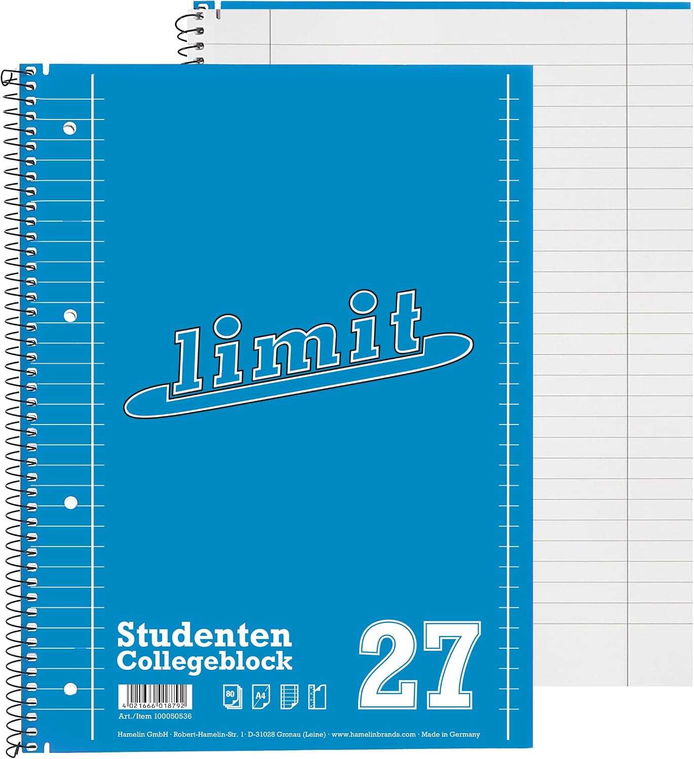 Thumbnail 3 de Limit Collegeblock A4 80 Blatt, 5 kariert mit Rand + 5 liniert mit Rand – 10er Pack
