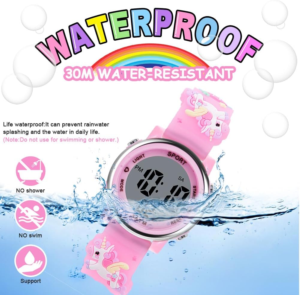 Detalle 1 de Vicloon Unicorn Digital Watch digitaal kinderhorloge met ledlicht in 7 kleuren