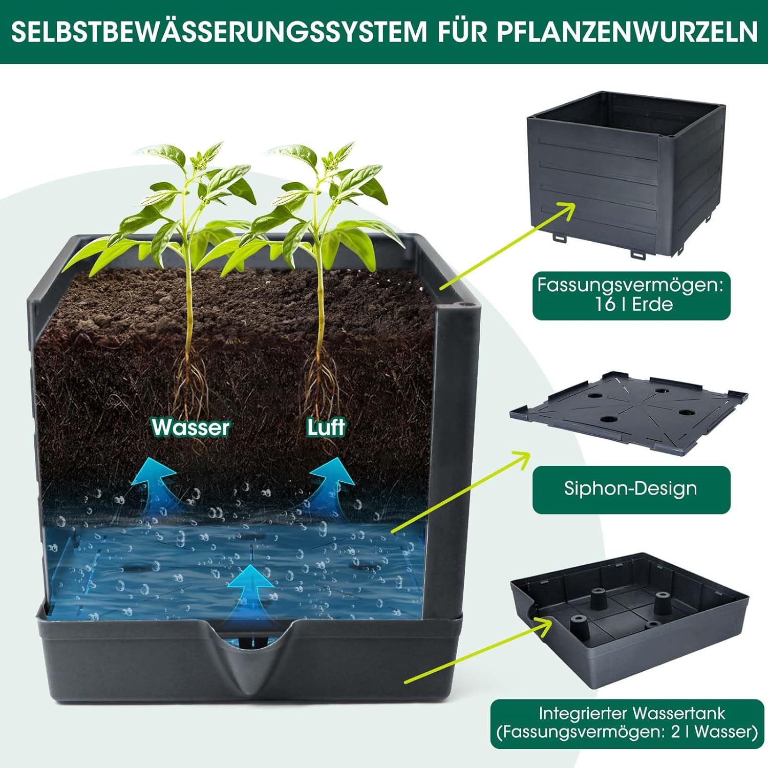 Thumbnail 2 de MYMULIKE Tomatentopf-Set mit Rankhilfe (2 Stück) und Selbstbewässerung bis 145 cm