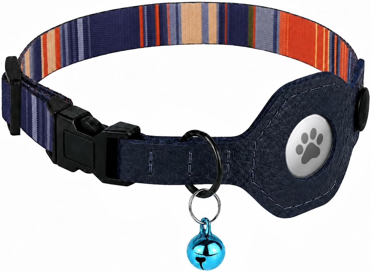 Detalle 2 de Cat Collar with Leather AirTag Holder