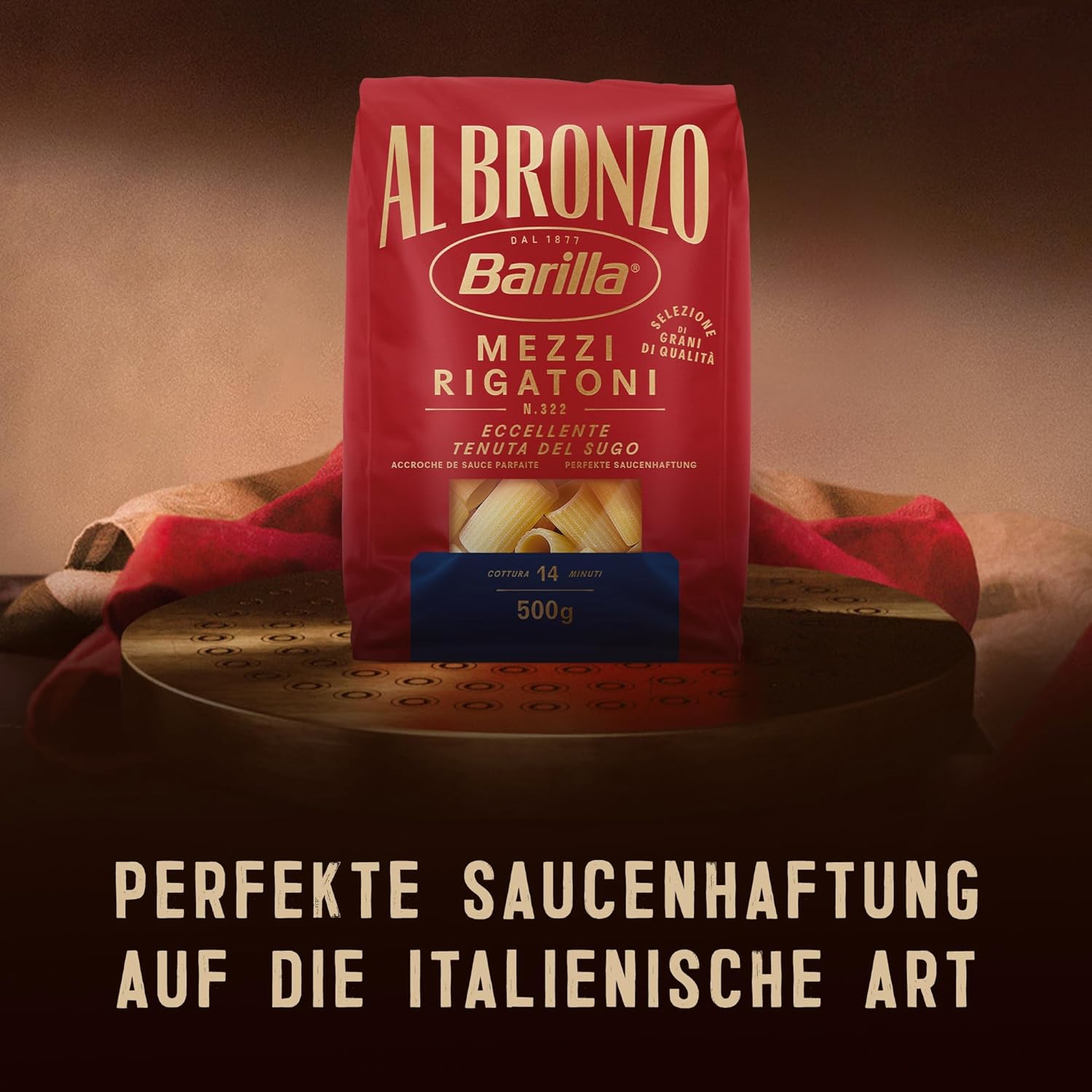 Thumbnail 6 de Barilla Al Bronzo Mezzi Rigatoni 500 g (Packung mit 4) – Pasta aus Bronzeformen für sämige Saucenhaftung