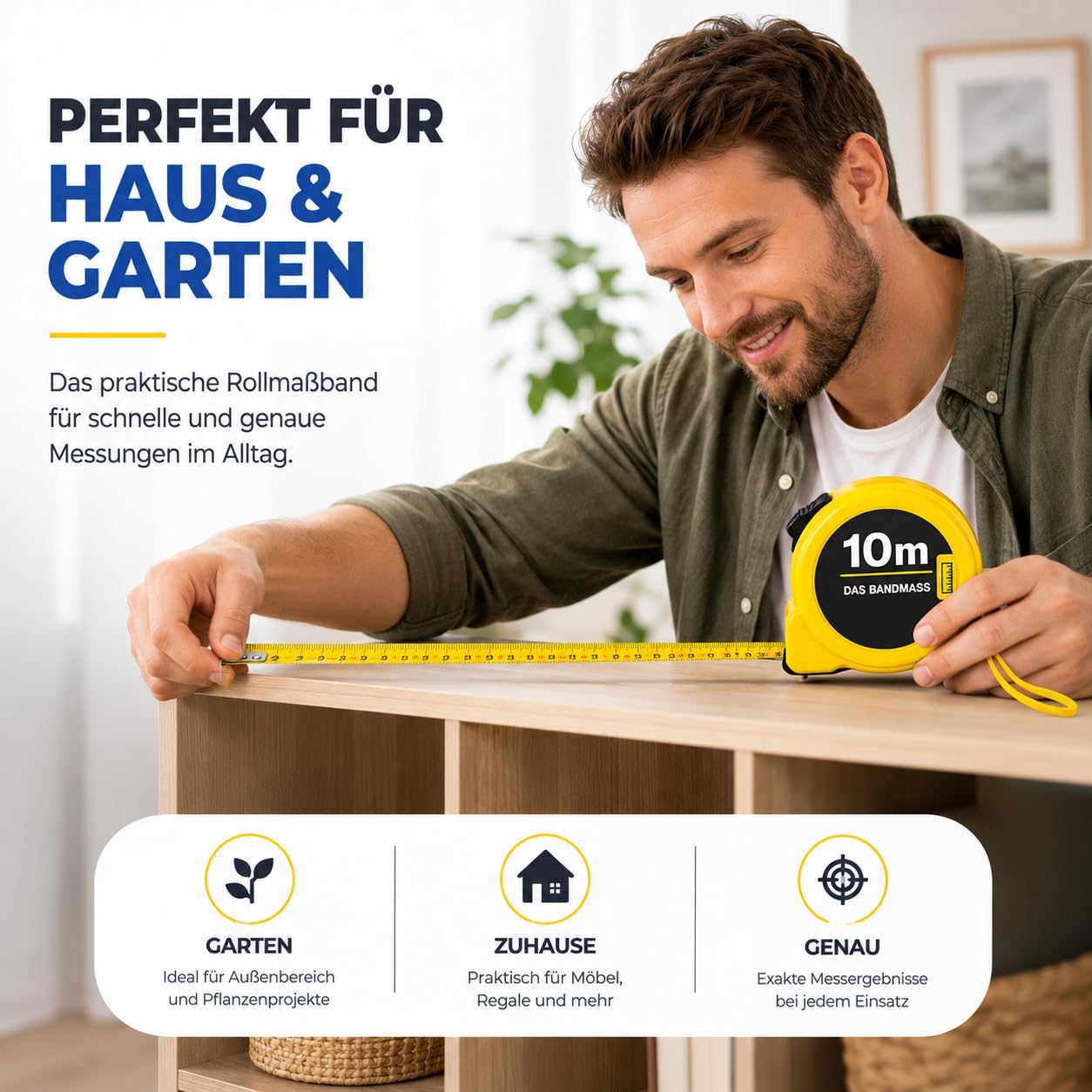 Thumbnail 6 de Premium Bandmaß 10 Meter mit Halterung – robuster Messhelfer für präzises Messen