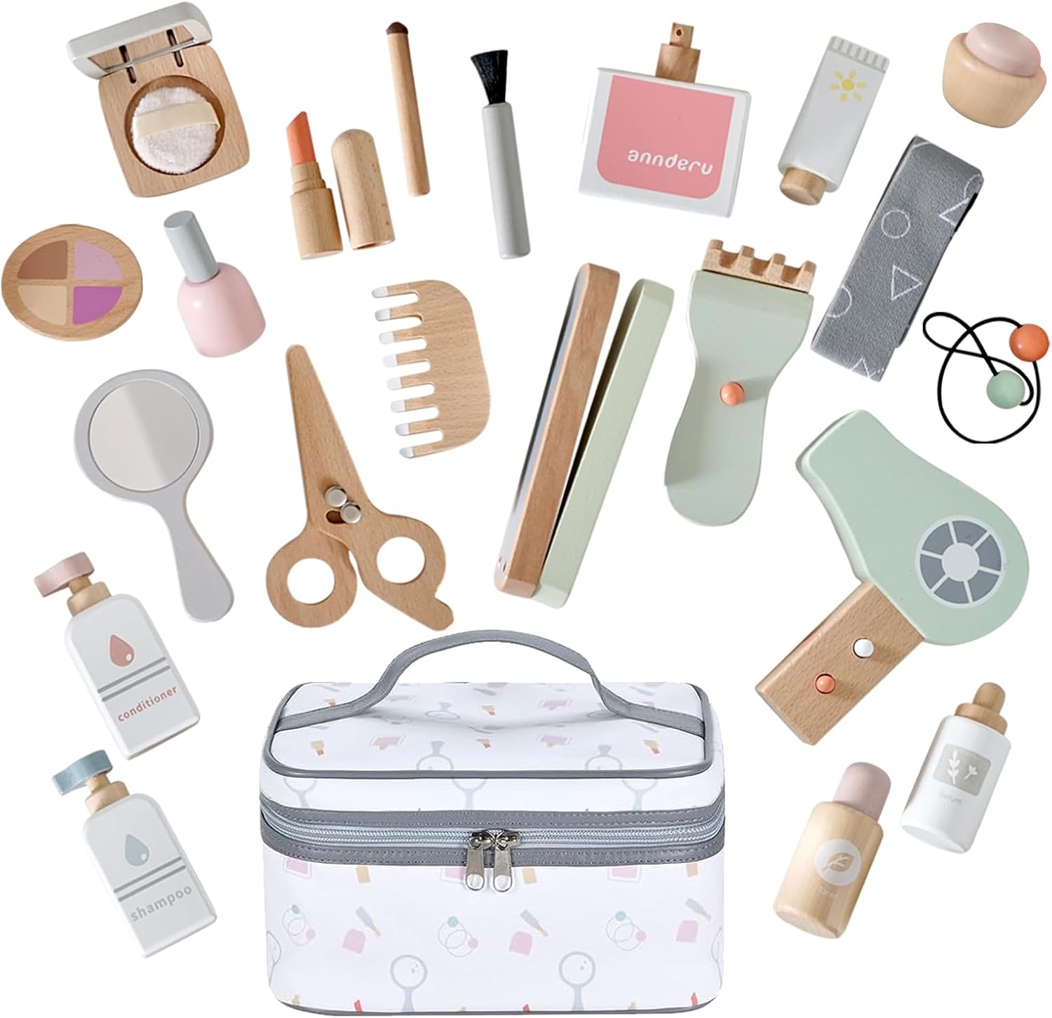 Detalle de Wooden Makeup Set for Kids role-play handbag