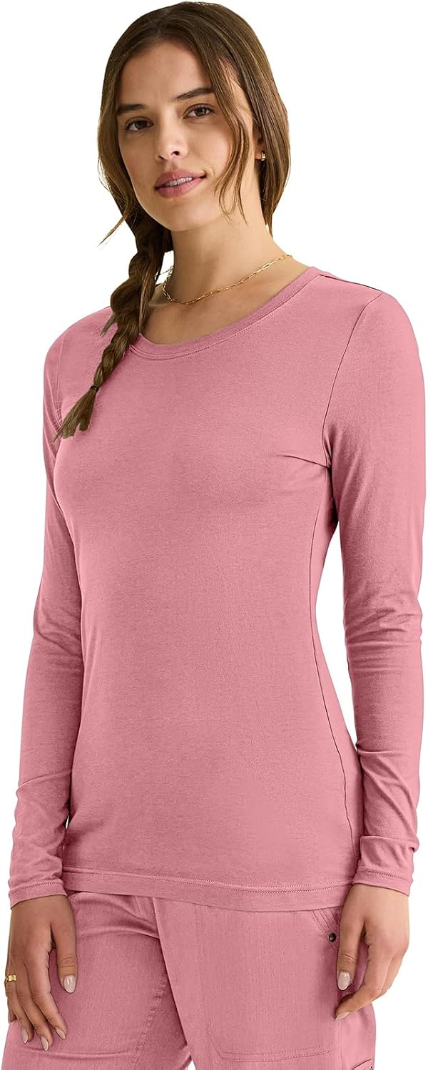 Detalle 1 de Healing Hands Melissa Women's Long-Sleeve Underscrub Top, Cotton-Blend Stretch Knit