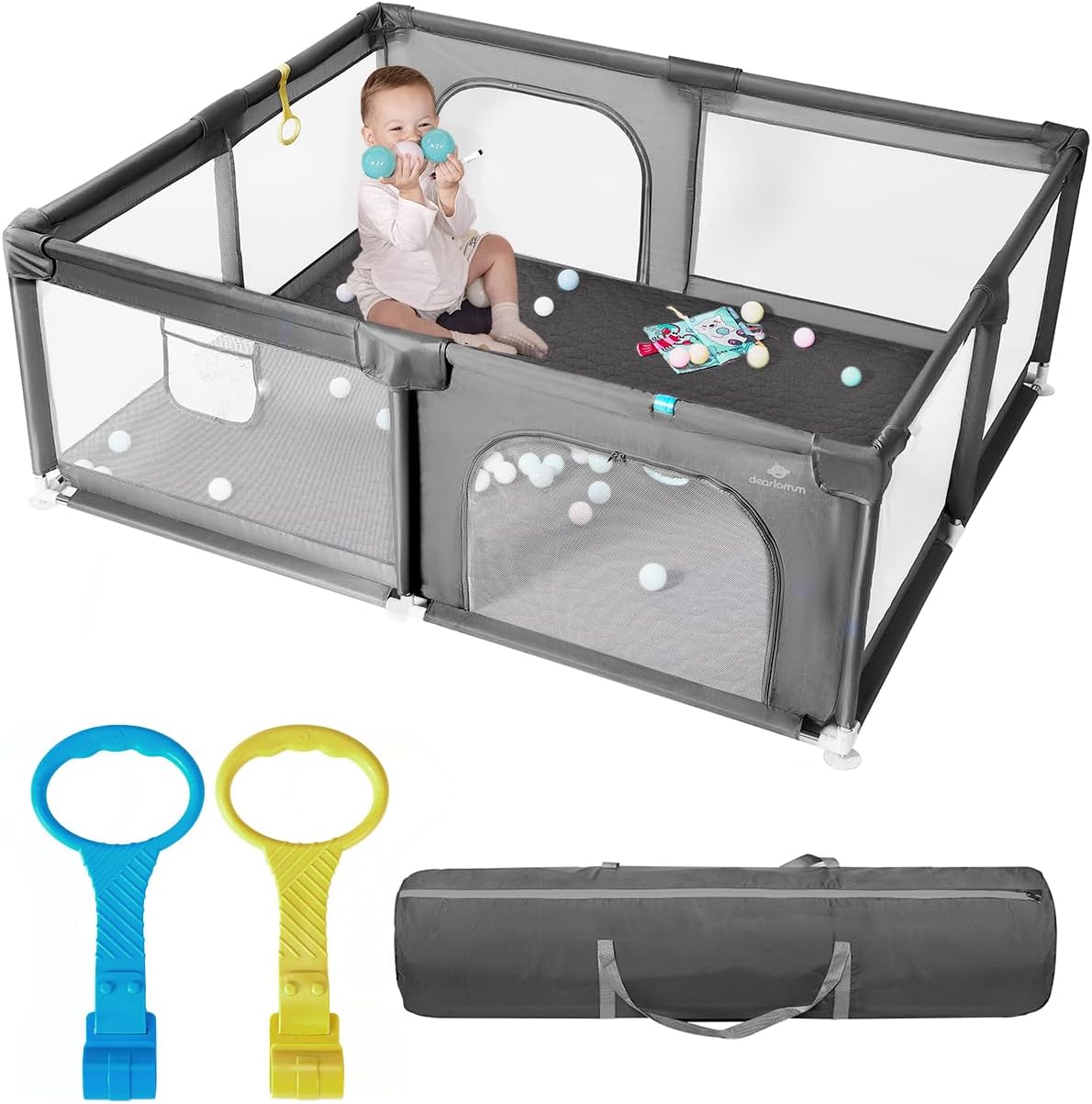 Thumbnail 6 de Baby Playpen Extra Large Baby Play Yard (130 x 130 x 66cm) with Anti-Slip Base, BPA-Free, Indoor & Outdoor – Black