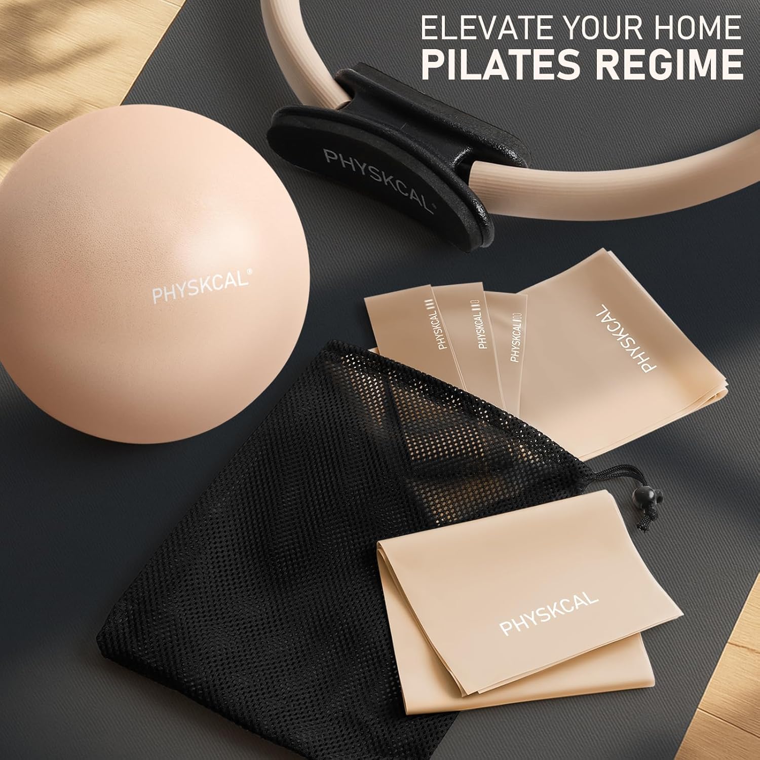 Thumbnail 6 de PhysKcal Pilates Kit: 15-Inch Ring, Core Ball, 3 Resistance Bands, Flex Bands, and Poster for Home Workouts