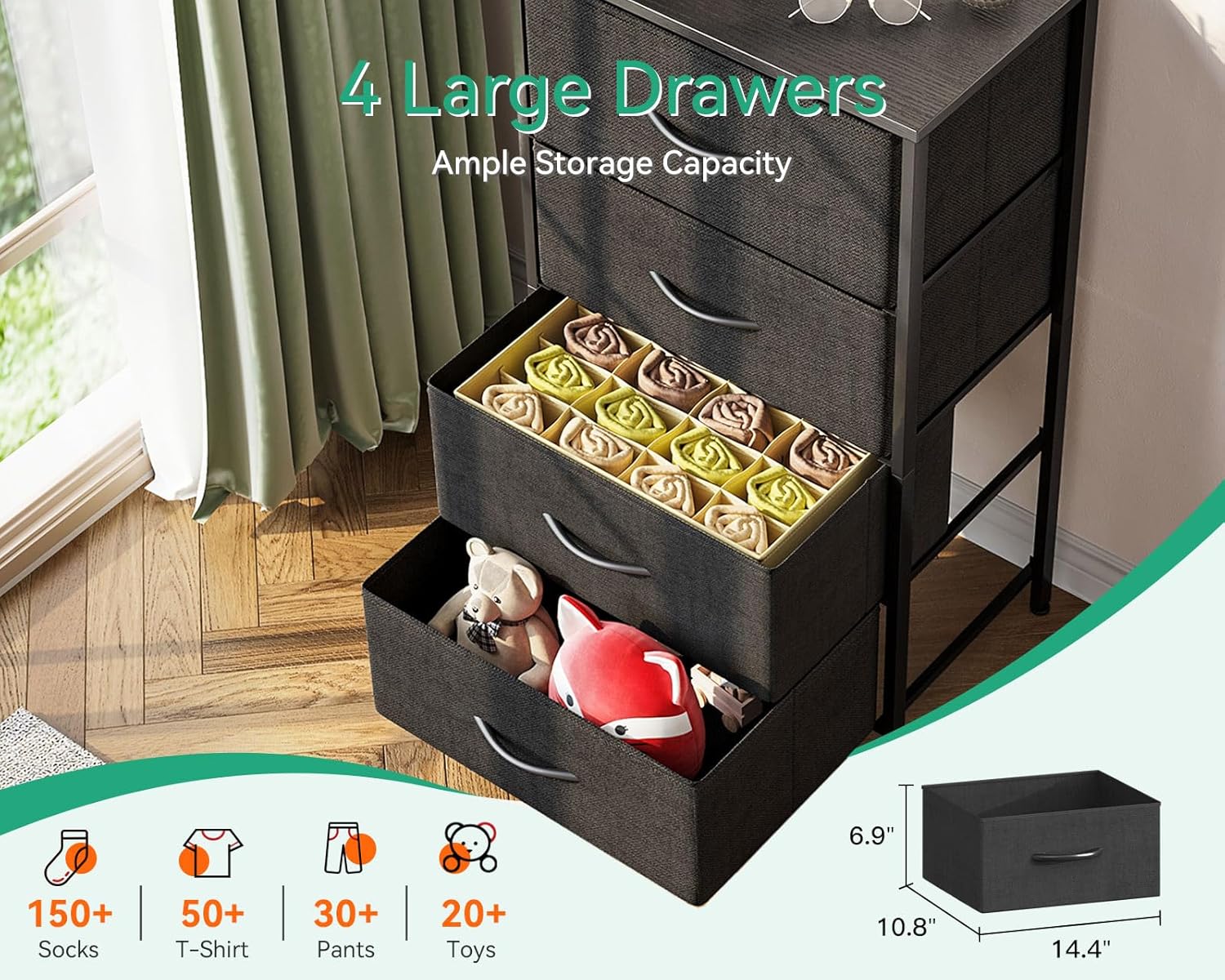 Thumbnail 3 de AODK Dresser with 4 Drawers 31.77"H