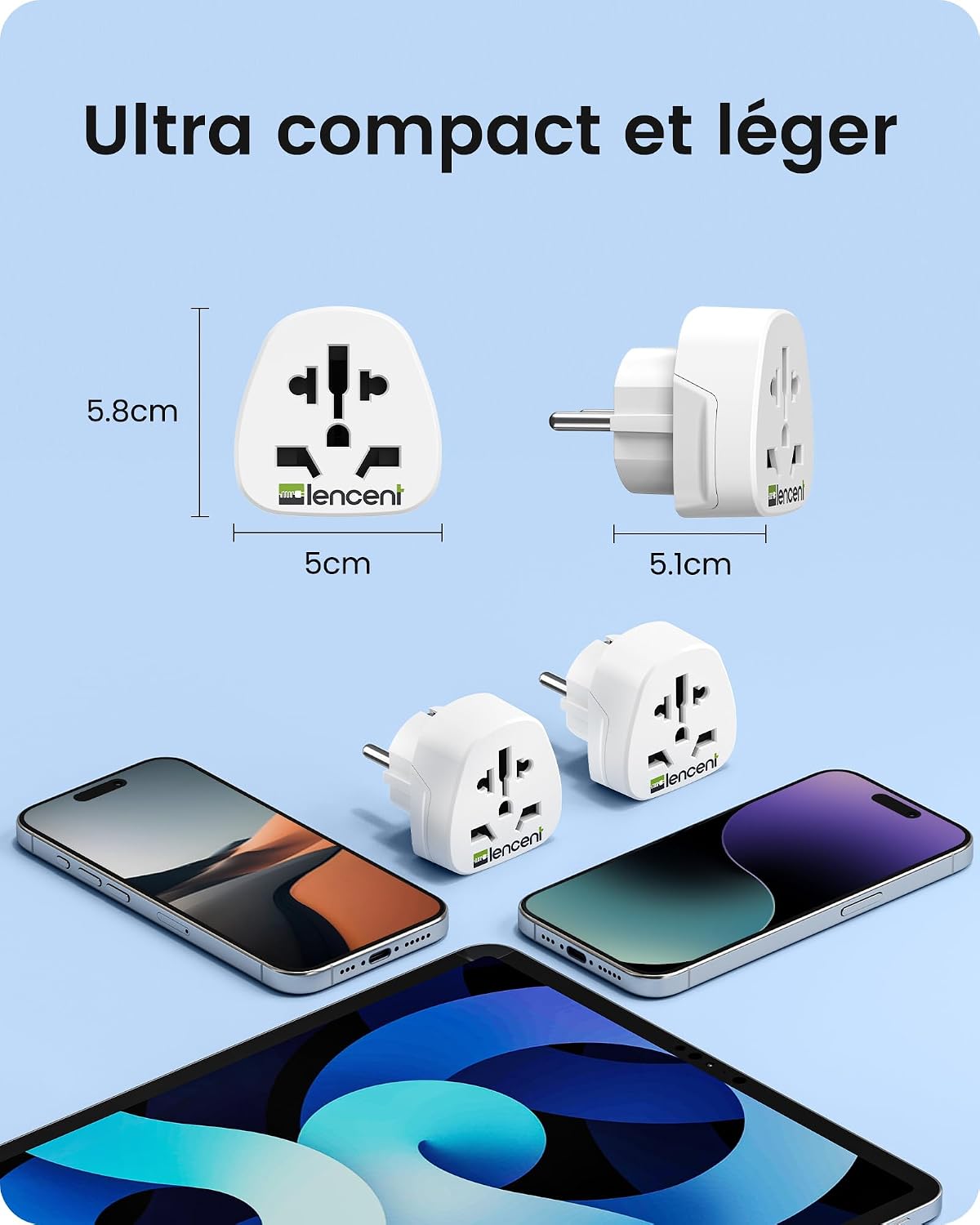 Thumbnail 3 de LENCENT 2X adaptateur universel France 🔌