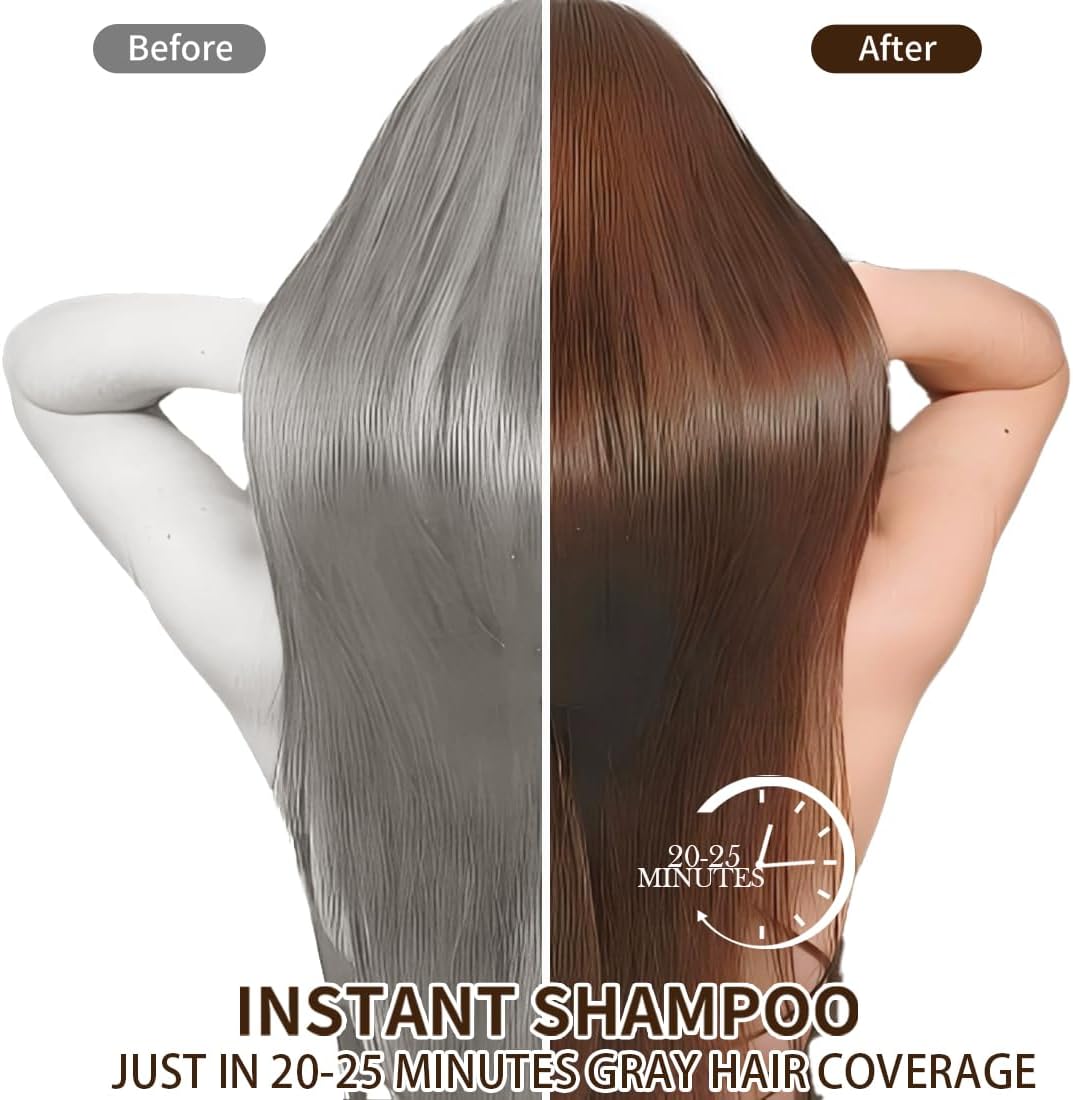 Detalle de RILSIC Shampoo Colorante Castano Scuro 500ML – 3 in 1 per Capelli Bianchi