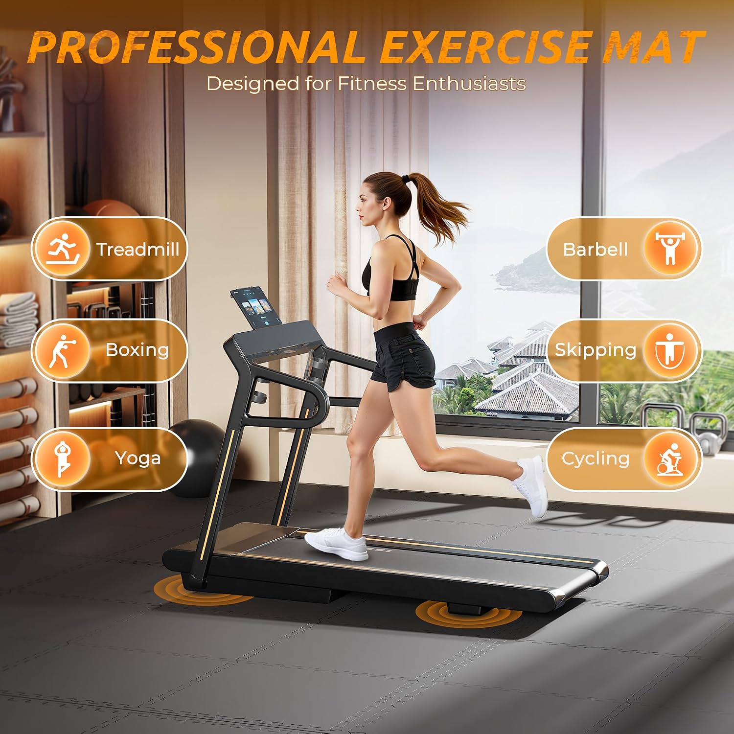 Detalle 2 de PRAISUN 0.6" Rubber Top Gym Flooring, 48 sq ft ๐