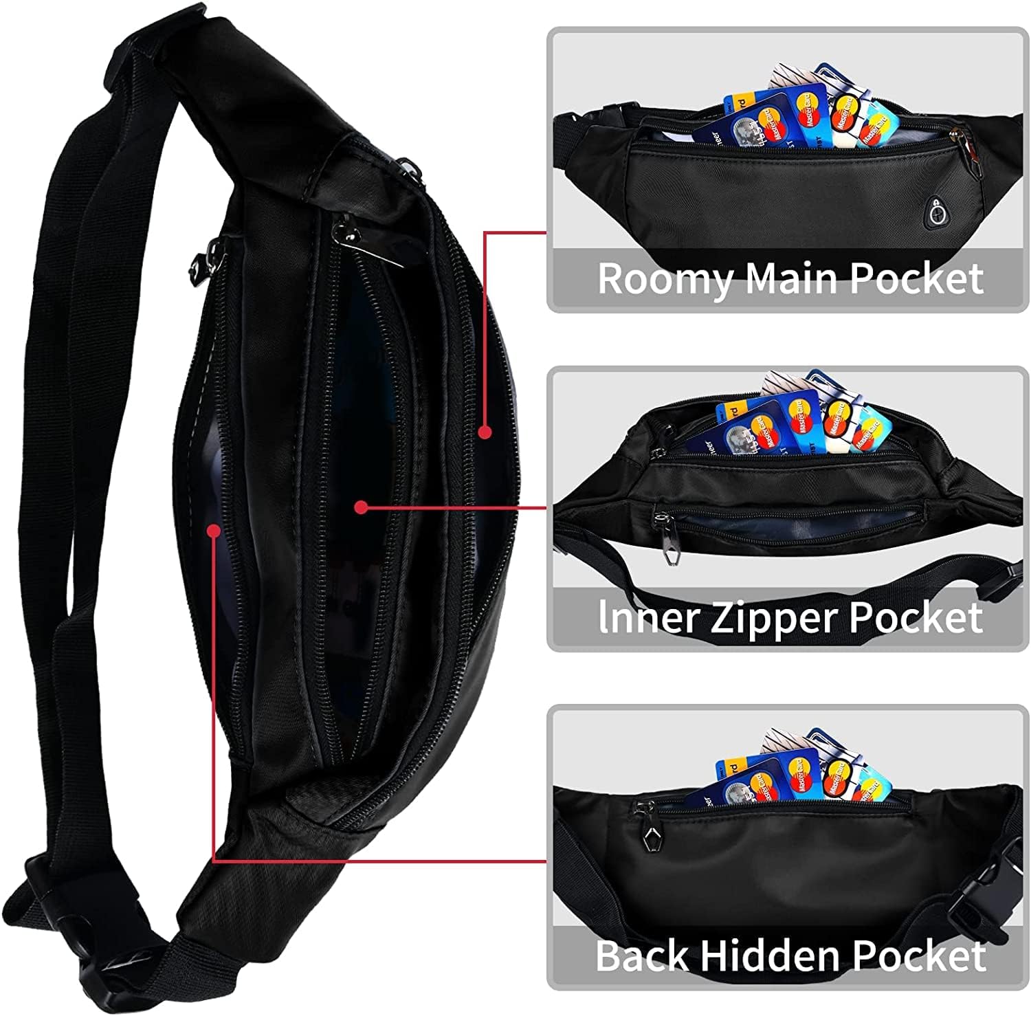 Thumbnail 3 de ZOORON Waterproof Fanny Pack for Men and Women – Hands-Free Sports Waist Bag for Travel, Hiking & Running