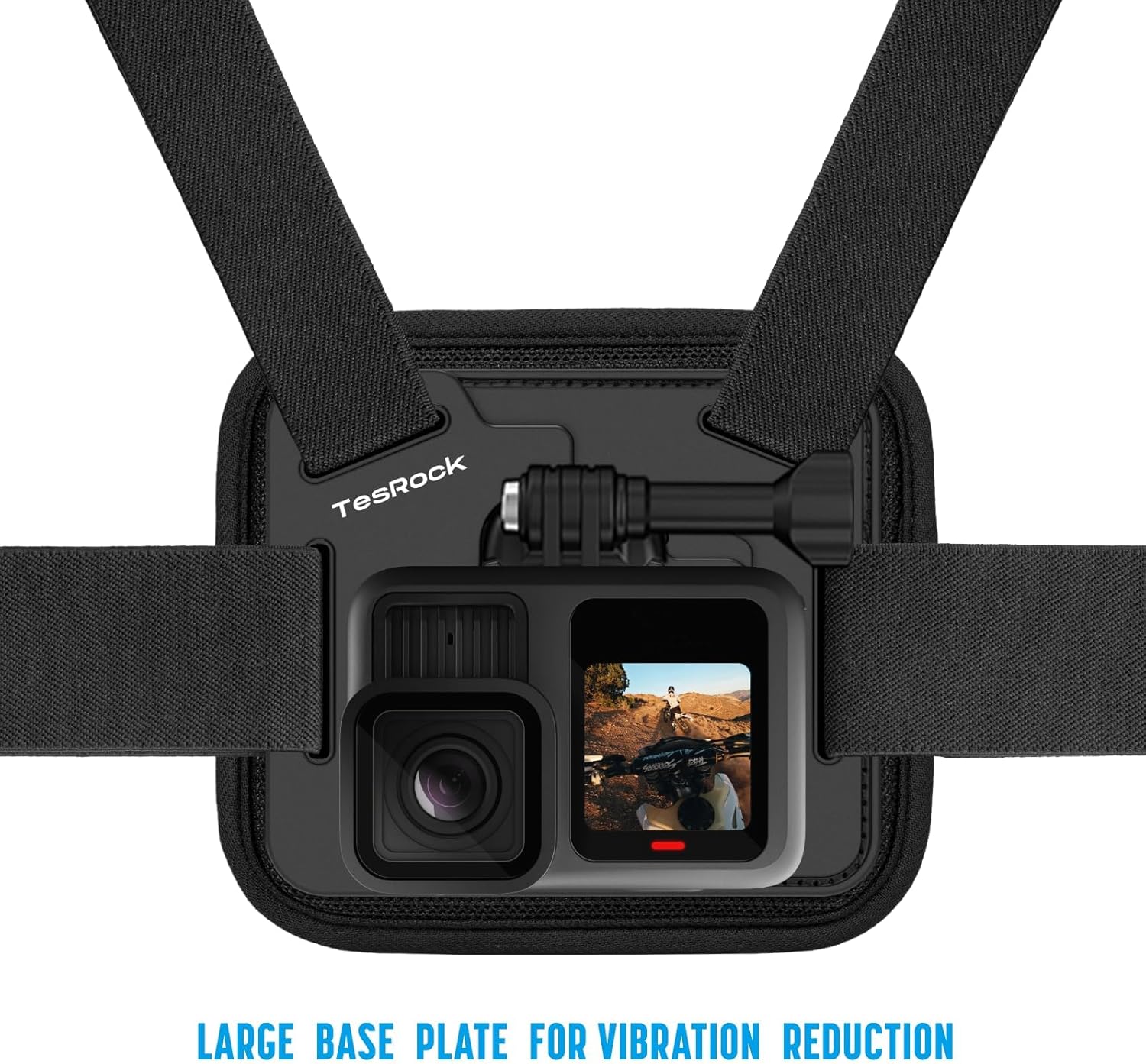 Detalle de TesRock Imbracatura Pettorina Chesty: compatibile con tutte le GoPro e action camera, comfort e stabilità in ogni sport