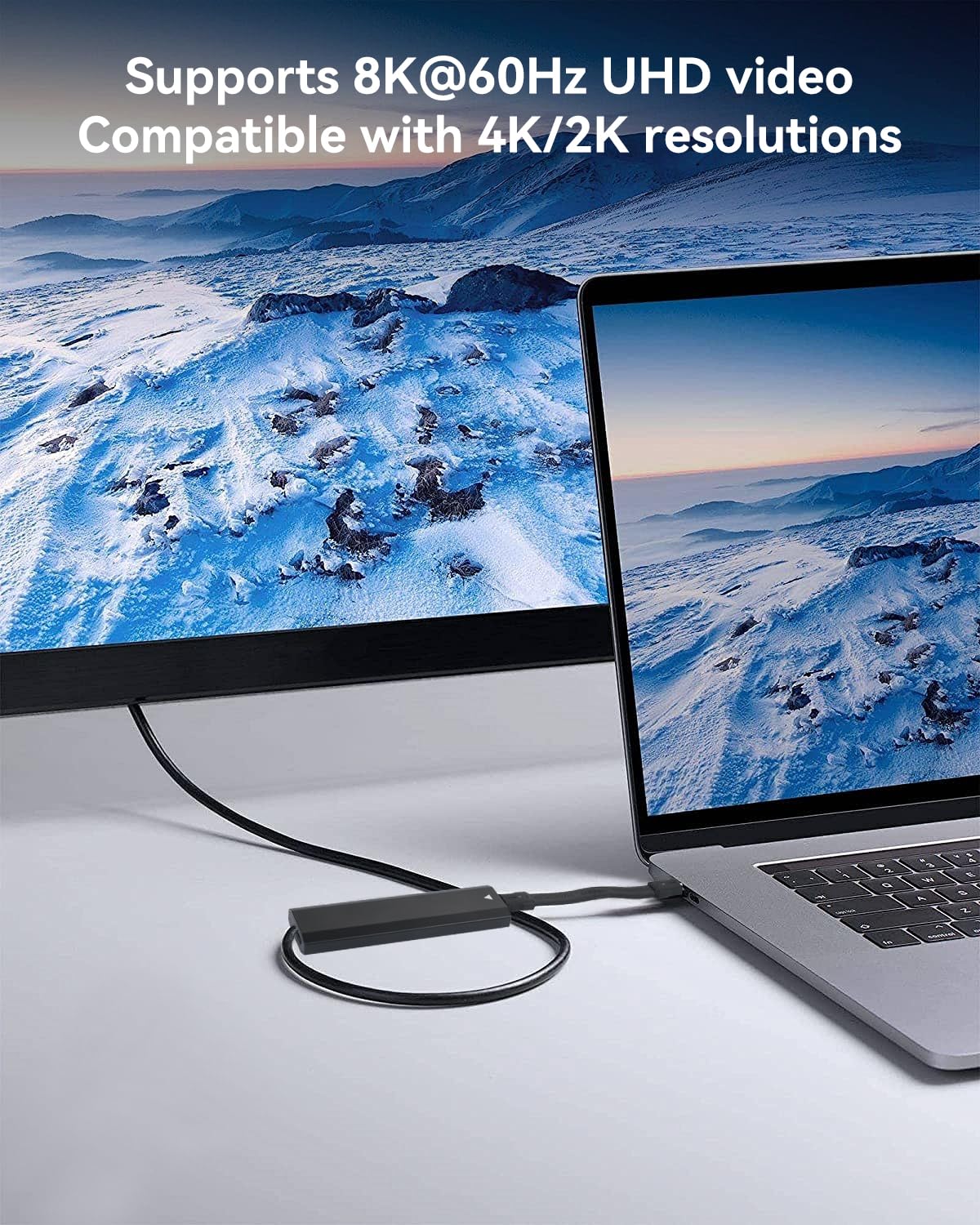 Thumbnail 3 de aceyoon 240W USB-C auf USB-C Kurz kabel 13,5 cm – USB4.0, 80 Gbps, 8K@60 Hz, PD3.1, LED & Schlüsselanhänger