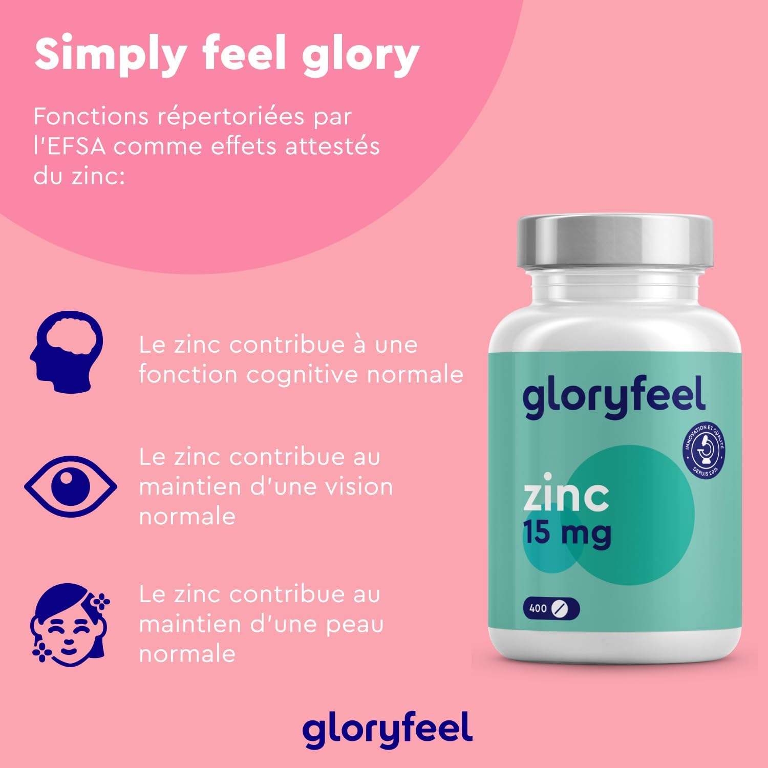 Detalle de Zinc végétalien 400 comprimés – soutient l’acné, l’immunité et la beauté
