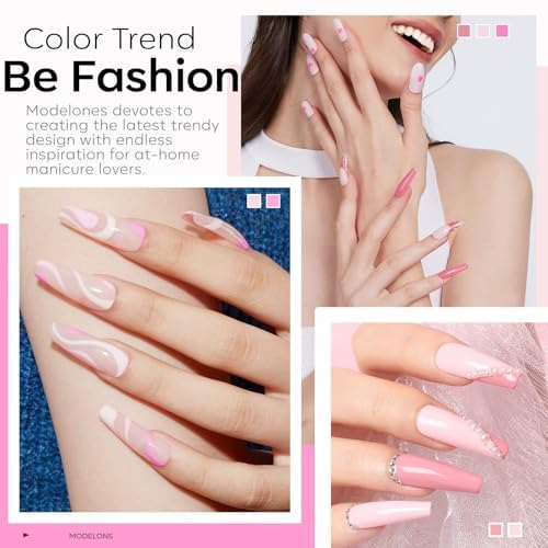 Detalle 2 de modelones Nude Gel Nail Polish Set, 6 Colors Including Baby Pink and White
