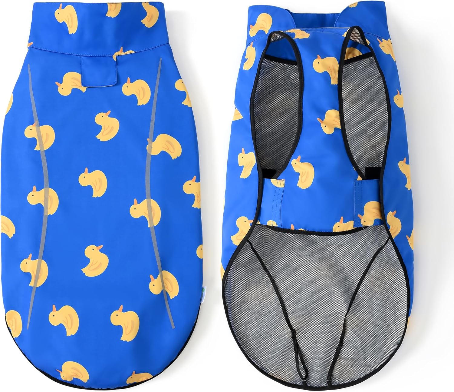Detalle de Mile High Life Dog Raincoat (Blue Duck, Small): Adjustable Waterproof Jacket for Small Dogs